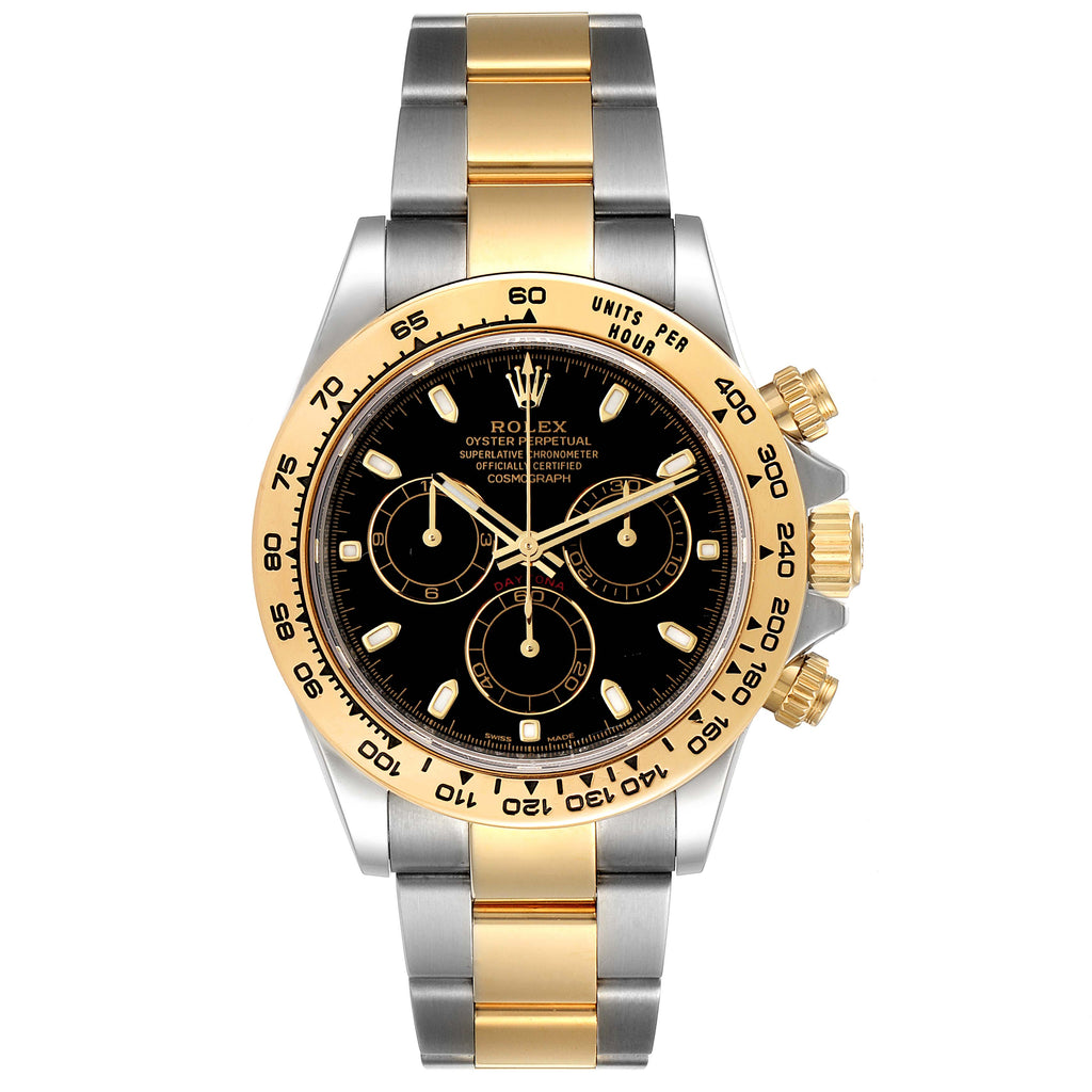 Rolex Daytona Black Dial Steel Yellow Gold Mens Watch 116503 Box Card