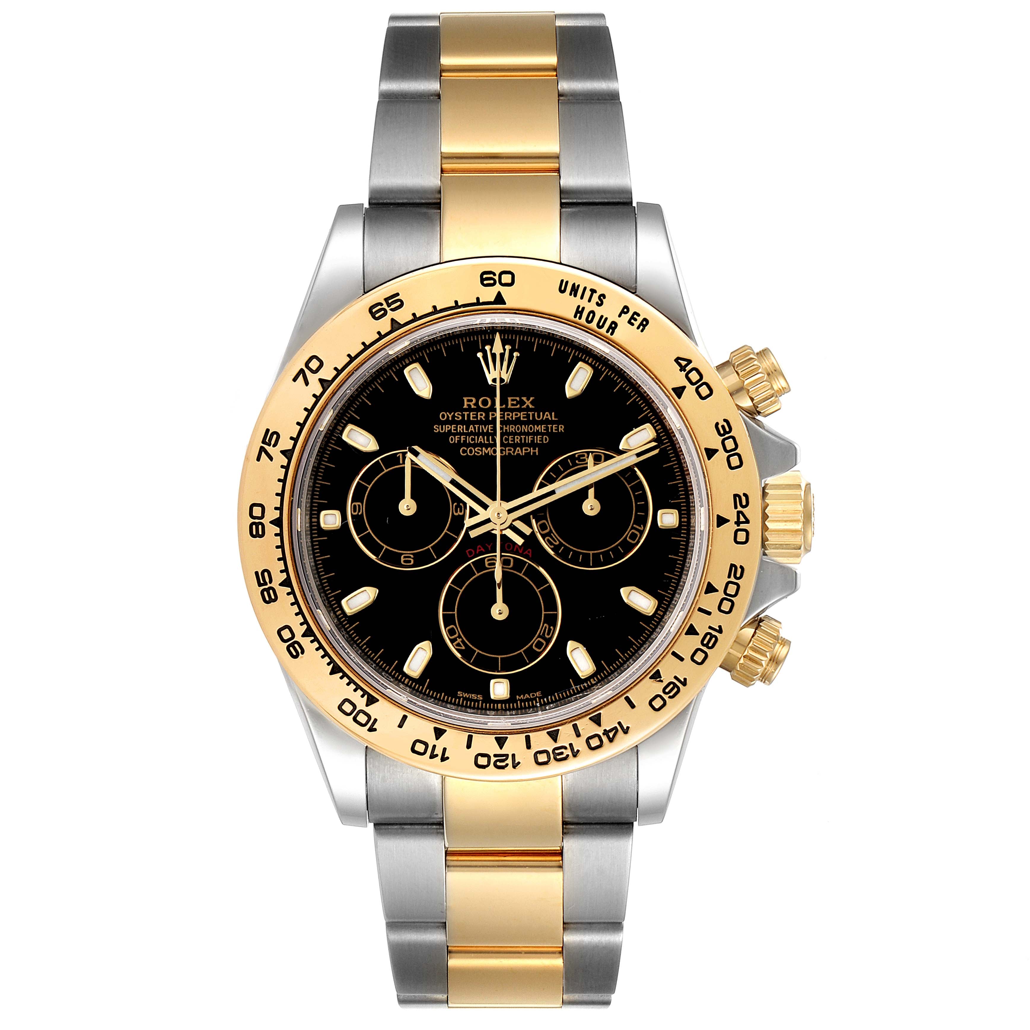Rolex Daytona Black Dial Steel Yellow Gold Mens Watch 116503 Box Card