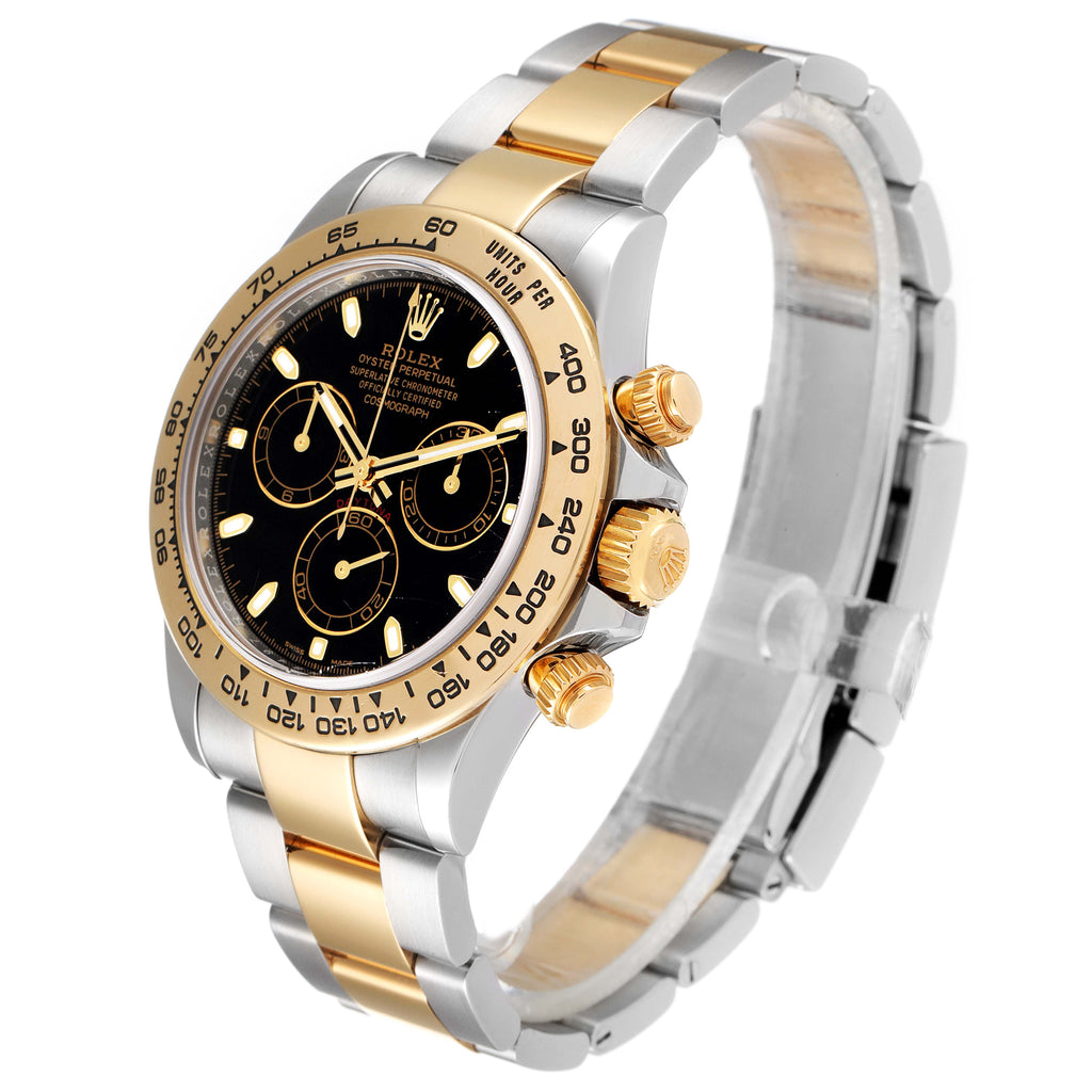 Rolex Daytona Black Dial Steel Yellow Gold Mens Watch 116503 Box Card