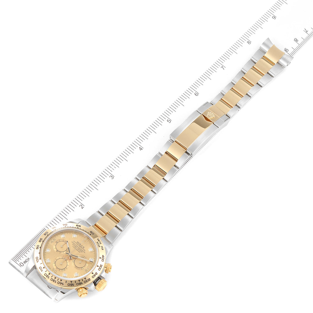 Rolex Daytona Diamond Dial Steel Yellow Gold Mens Watch 116503 Box Card