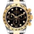 Rolex Daytona Steel Yellow Gold Black Diamond Dial Mens Watch 116503 Box Card ONE LINK ADDED