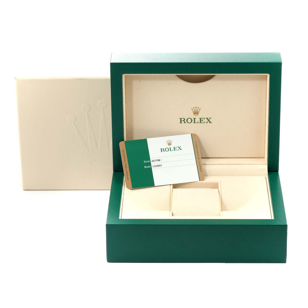 Rolex Daytona Steel Yellow Gold Black Diamond Dial Mens Watch 116503 Box Card ONE LINK ADDED