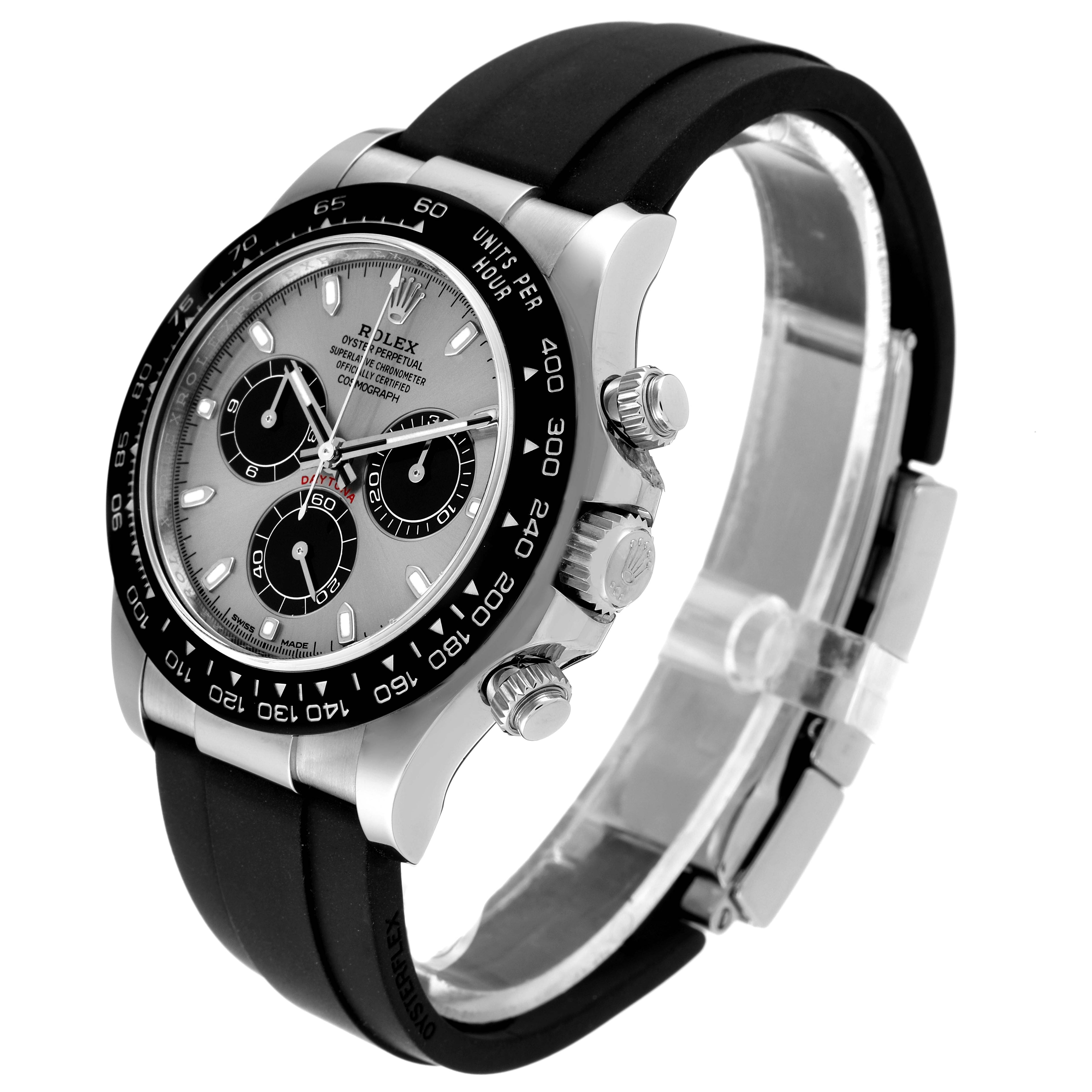 Rolex Daytona Grey Dial White Gold Ceramic Bezel Mens Watch 116519 Box Card