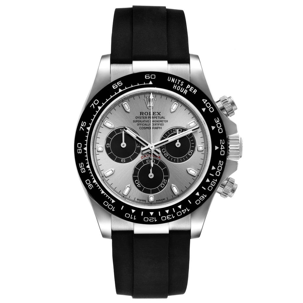 Rolex Daytona Grey Dial White Gold Ceramic Bezel Mens Watch 116519 Box Card