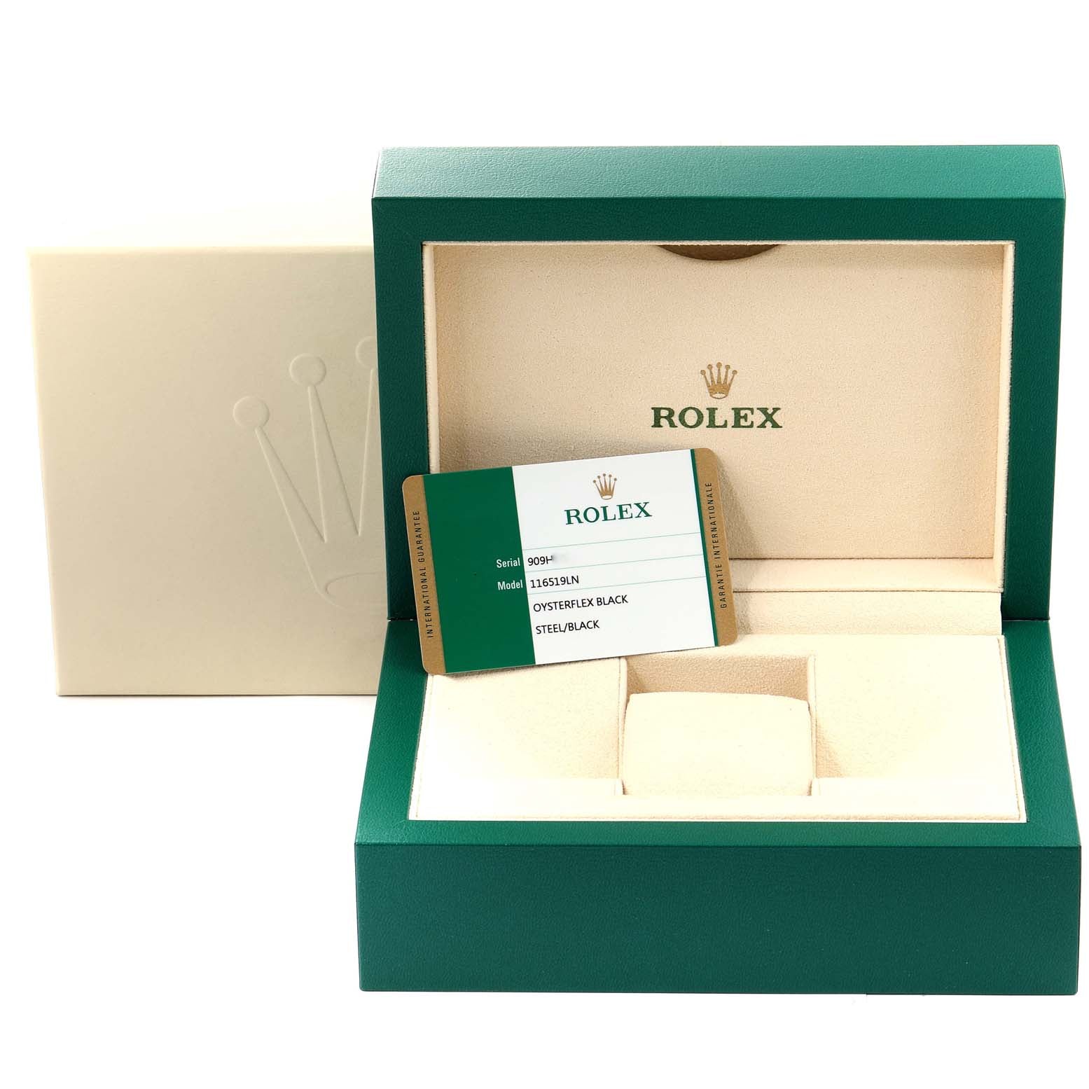 Rolex Daytona Grey Dial White Gold Ceramic Bezel Mens Watch 116519 Box Card