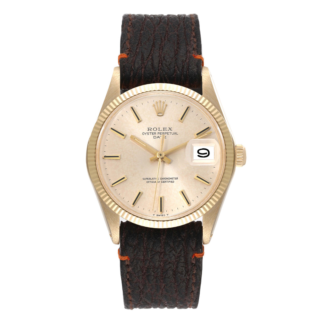 Rolex Date 14K Yellow Gold Automatic Vintage Mens Watch 1503 Box Papers