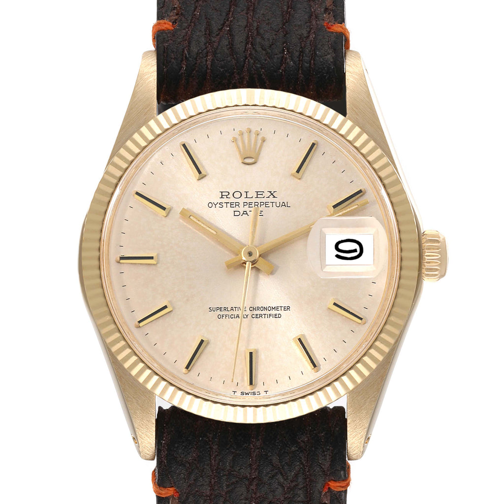 Rolex Date 14K Yellow Gold Automatic Vintage Mens Watch 1503 Box Papers