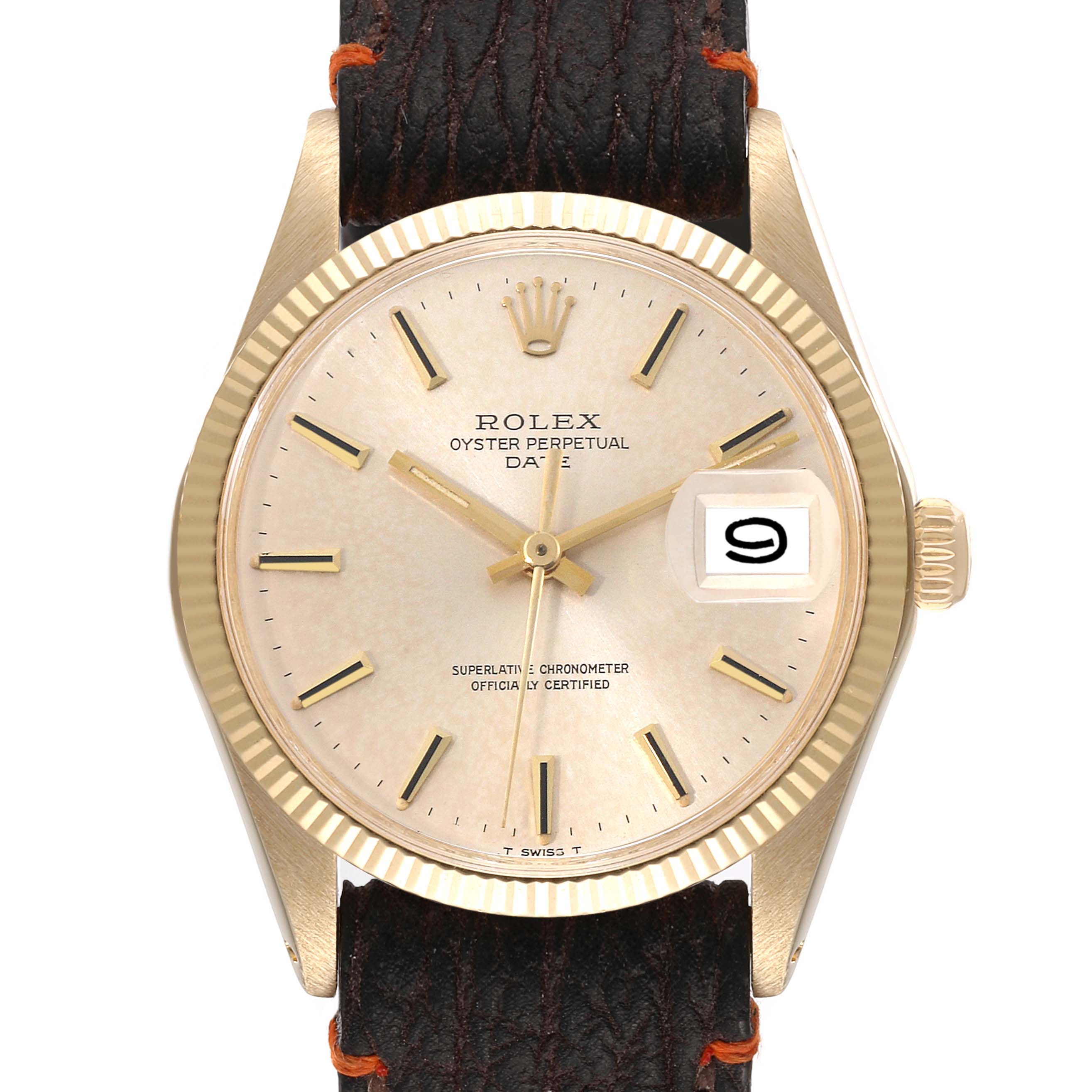 Rolex Date 14K Yellow Gold Automatic Vintage Mens Watch 1503 Box Papers