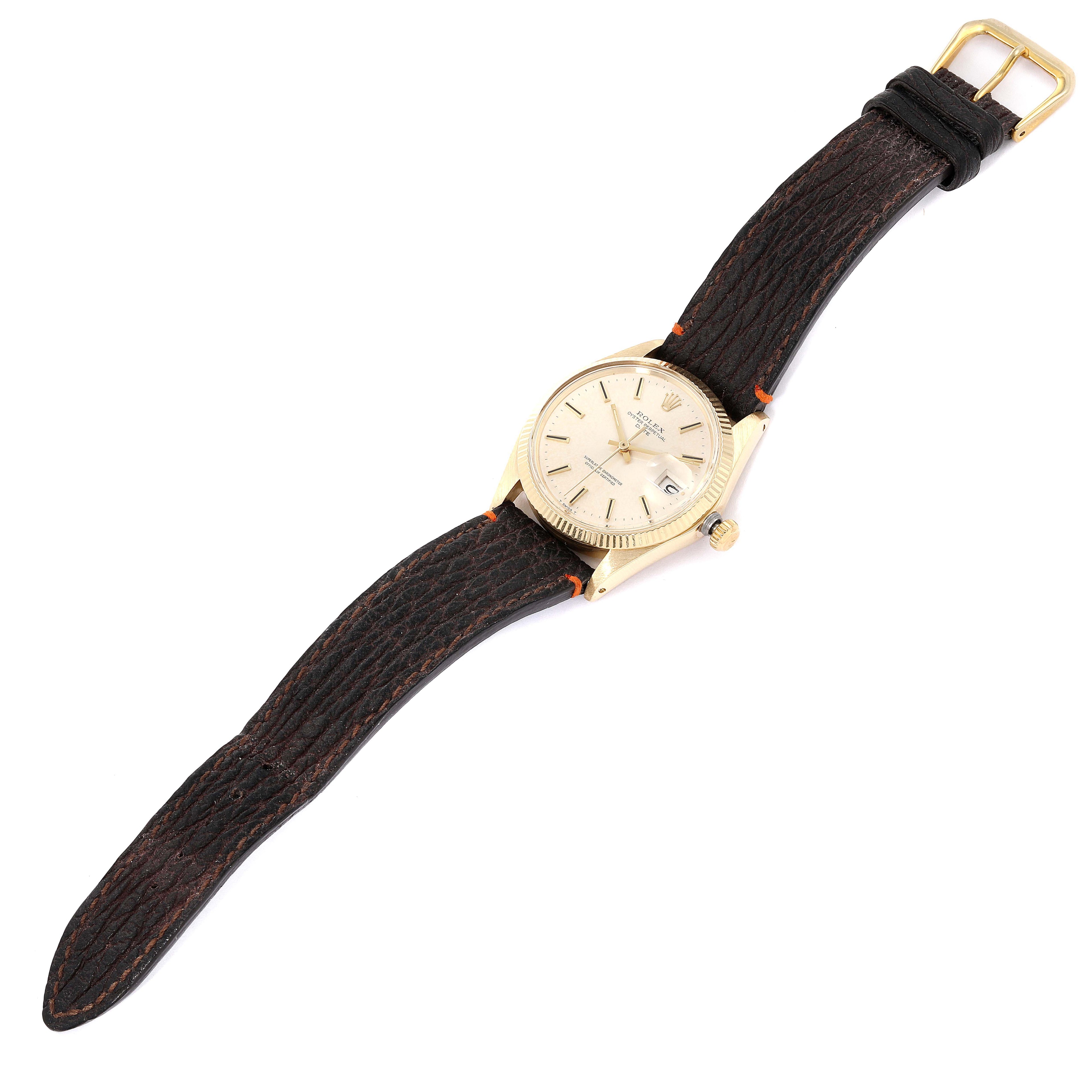Rolex Date 14K Yellow Gold Automatic Vintage Mens Watch 1503 Box Papers