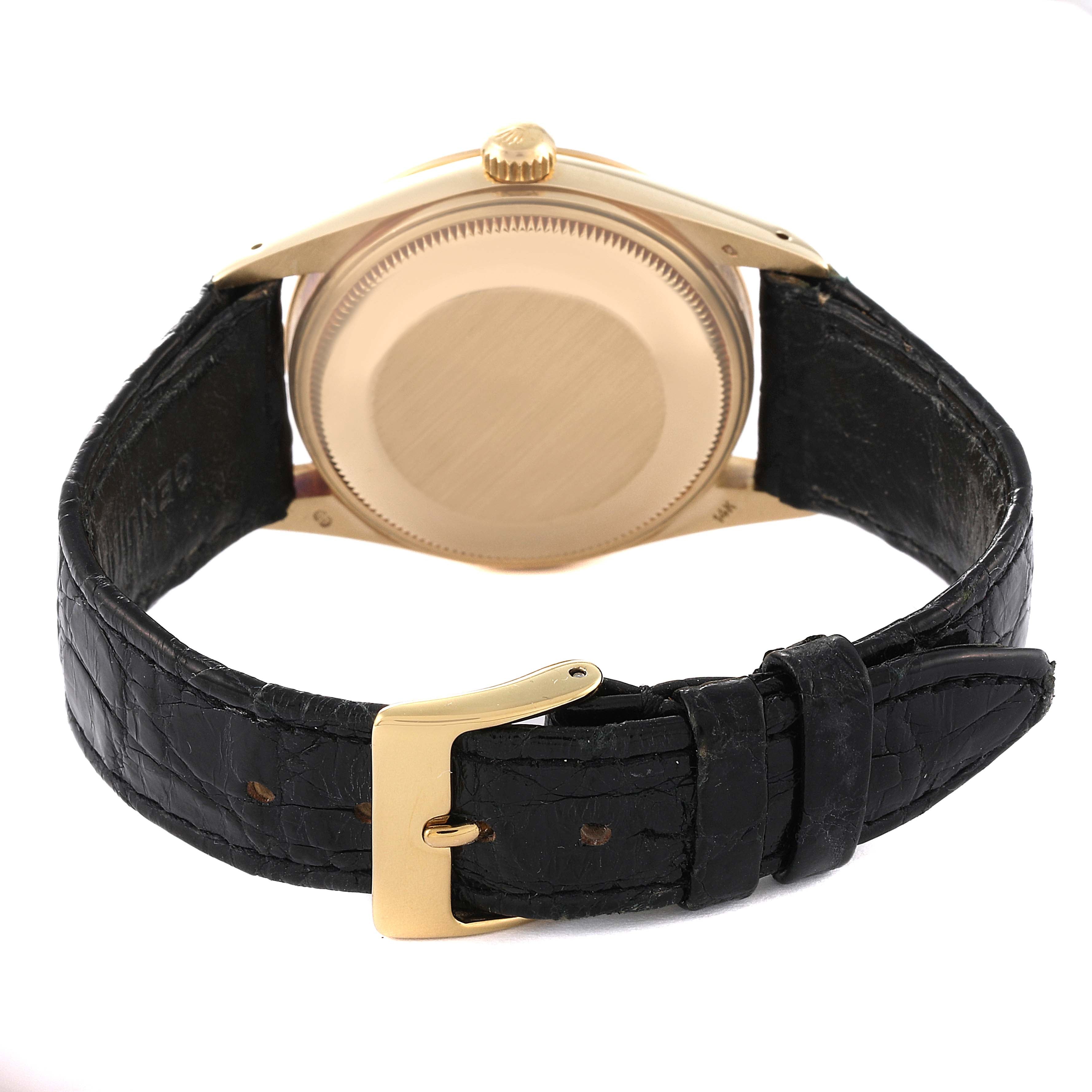 Rolex Date 14k Yellow Gold Champagne Dial Vintage Mens Watch 15007