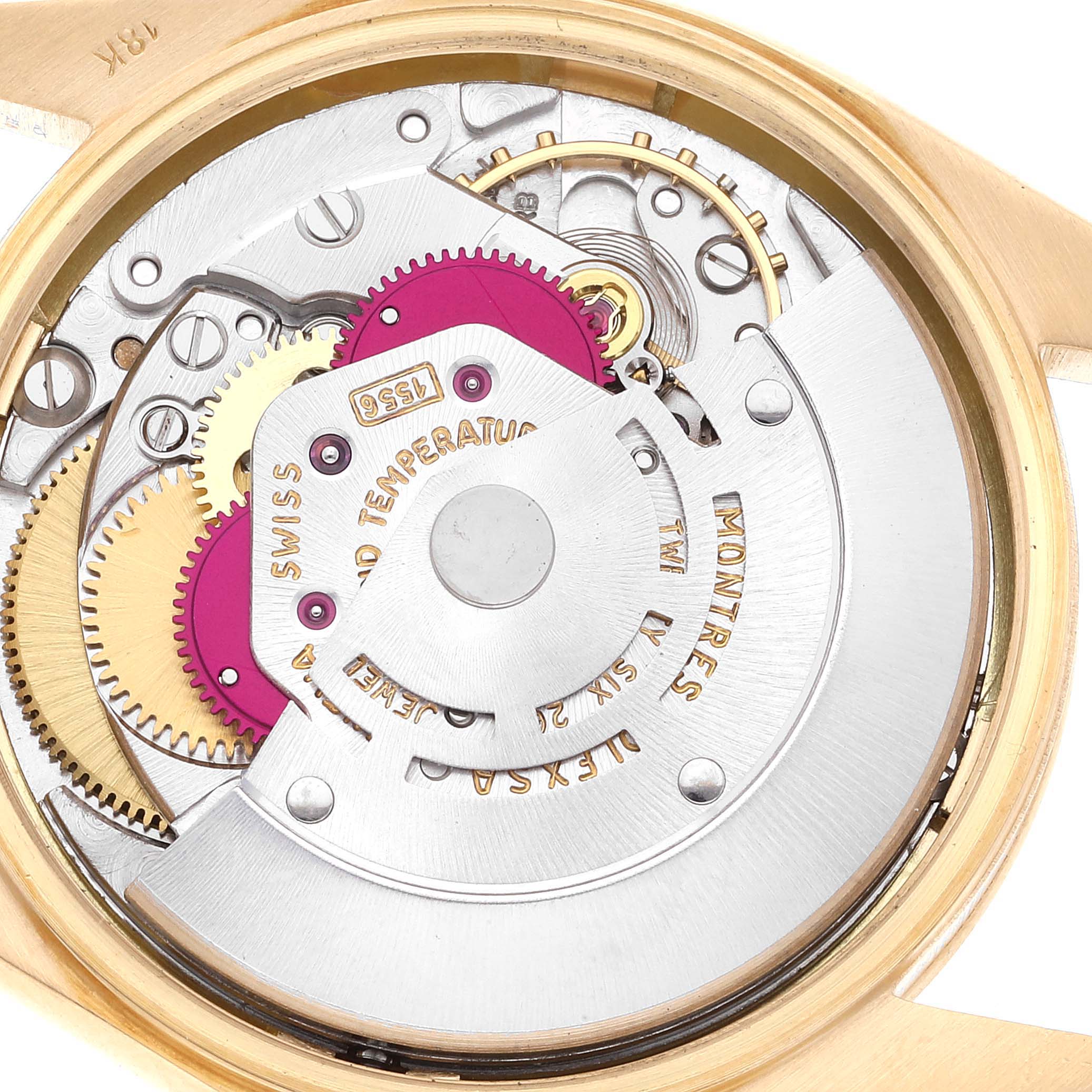 Rolex Date 18k Yellow Gold Champagne Dial Vintage Mens Watch 1500