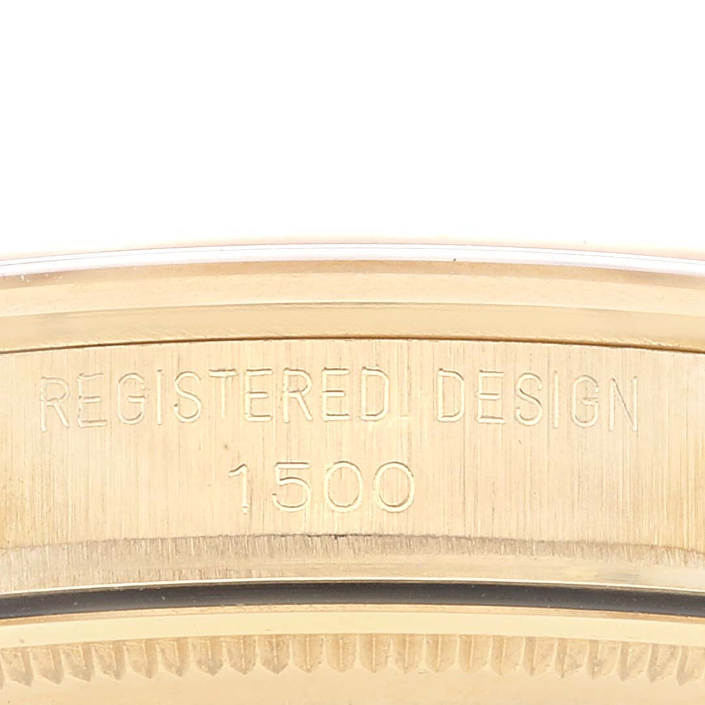 Rolex Date 18k Yellow Gold Champagne Dial Vintage Mens Watch 1500