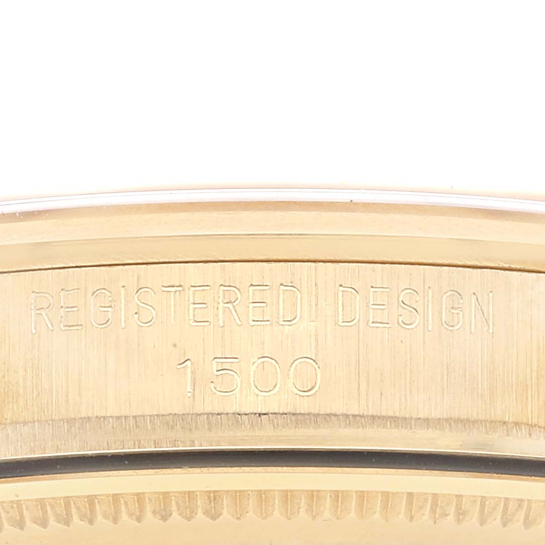 Rolex Date 18k Yellow Gold Champagne Dial Vintage Mens Watch 1500