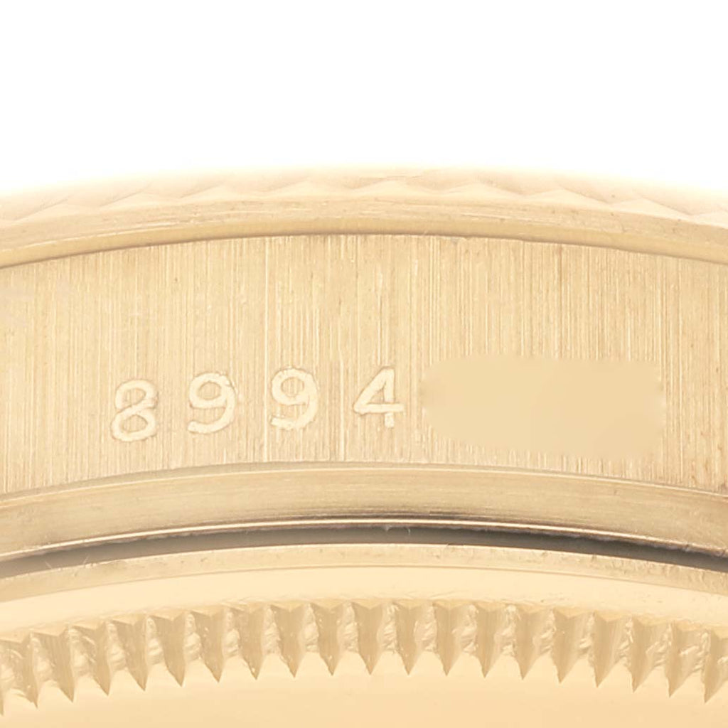 Rolex Date 18k Yellow Gold White Roman Dial Vintage Mens Watch 15038