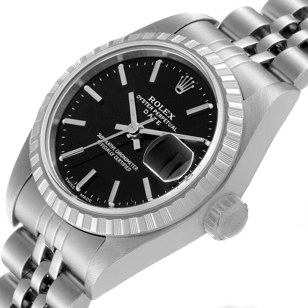 Rolex Date Black Dial Jubilee Bracelet Steel Ladies Watch 79240