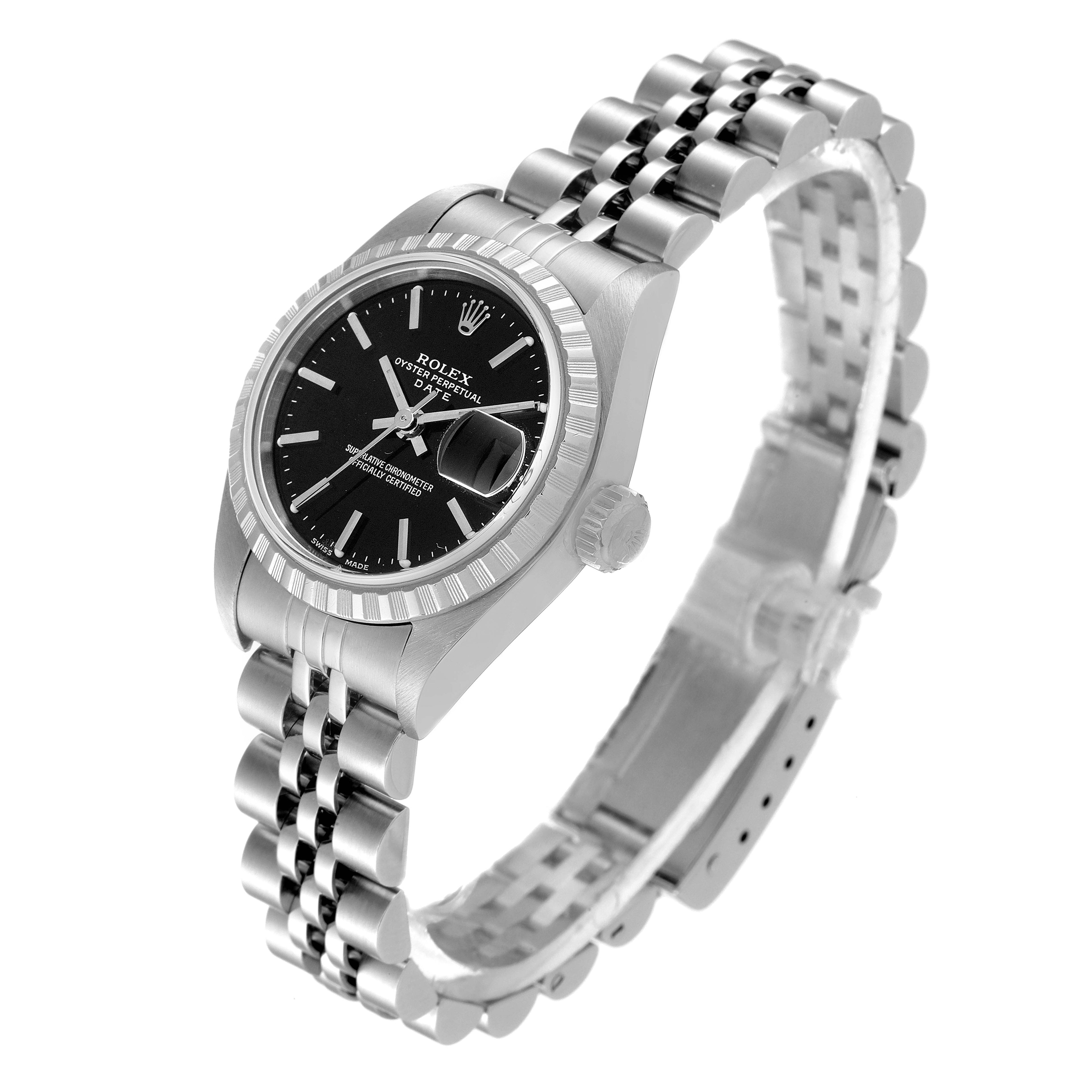 Rolex Date Black Dial Jubilee Bracelet Steel Ladies Watch 79240