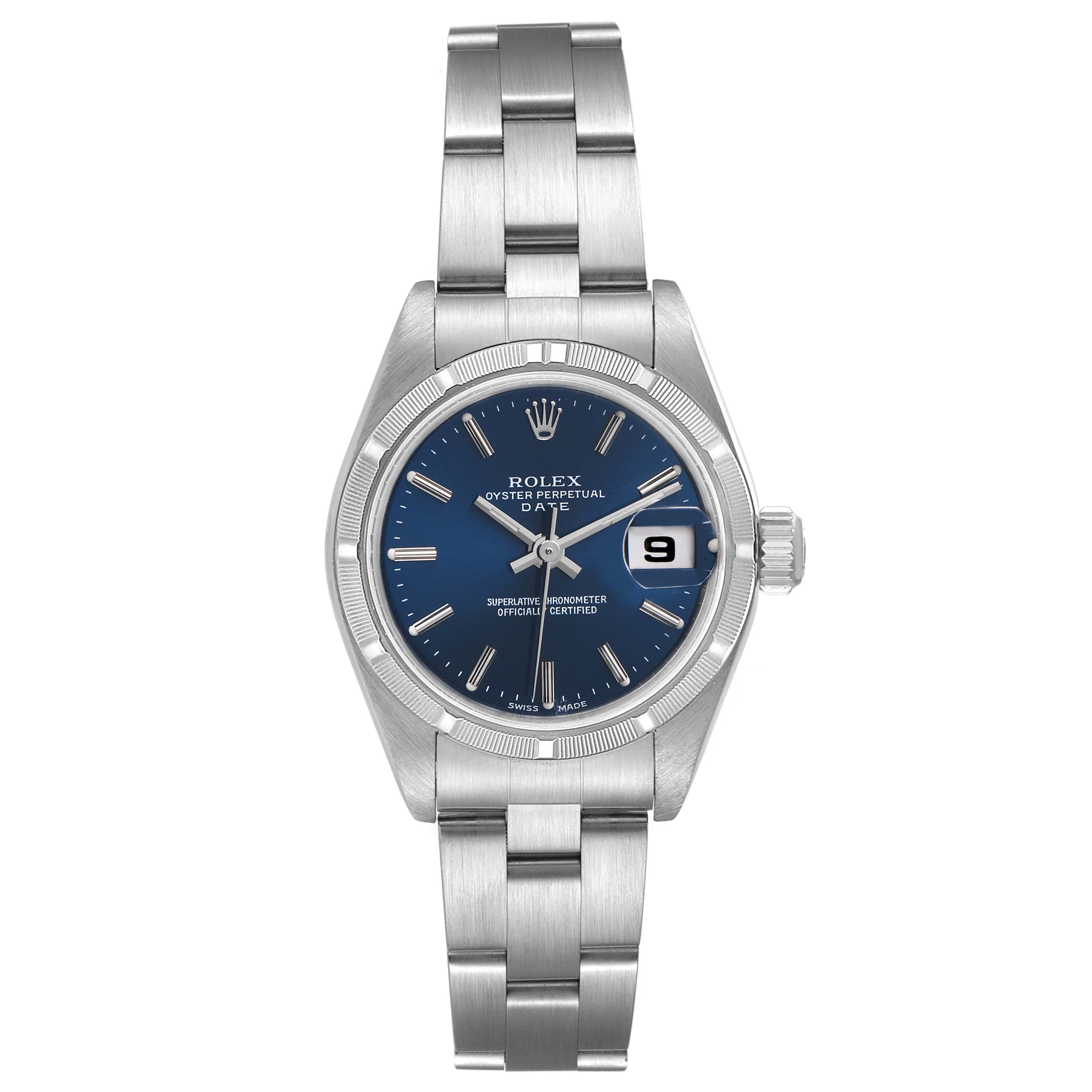 Rolex Date 26 Blue Dial Stainless Steel Ladies Watch 79190