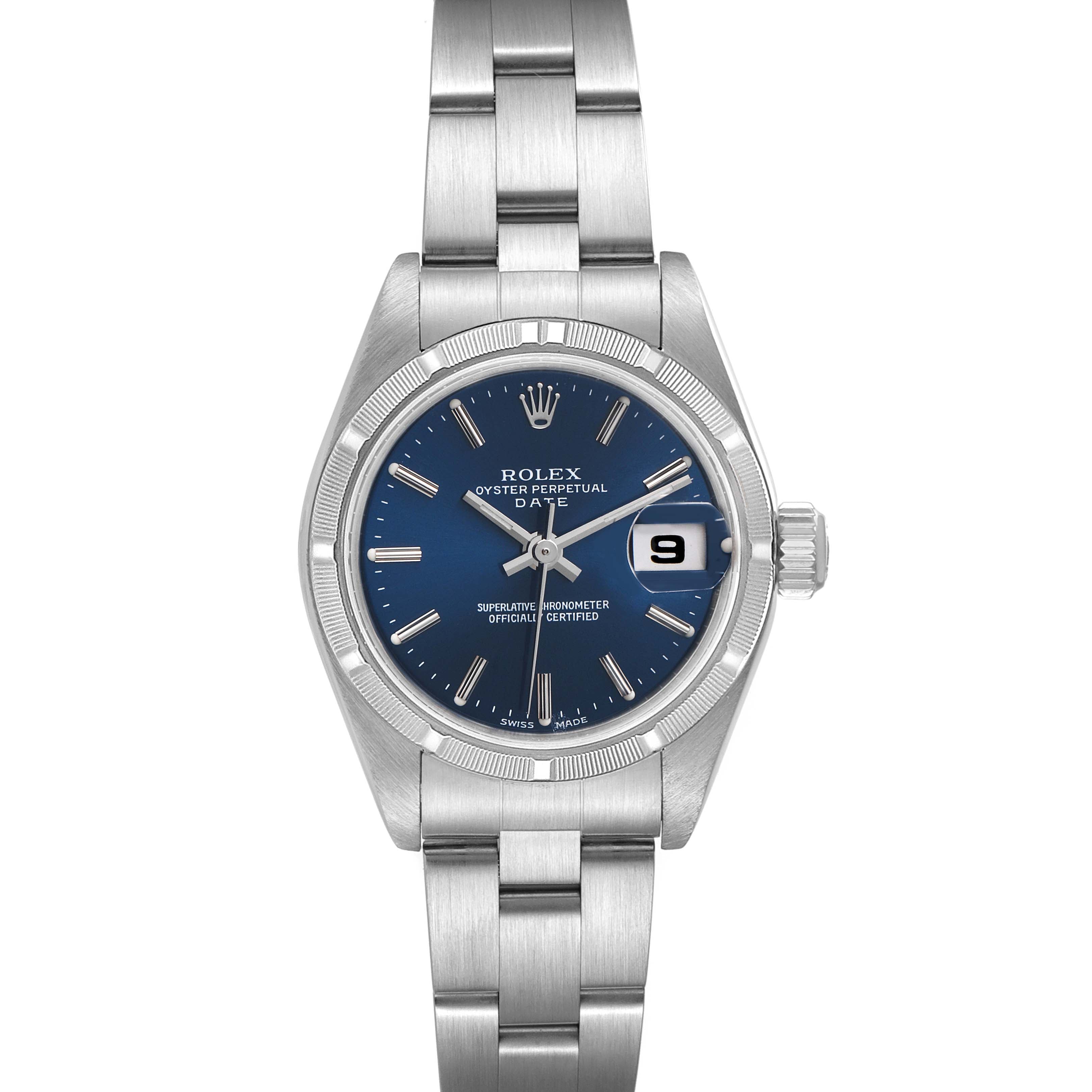 Rolex Date 26 Blue Dial Stainless Steel Ladies Watch 79190