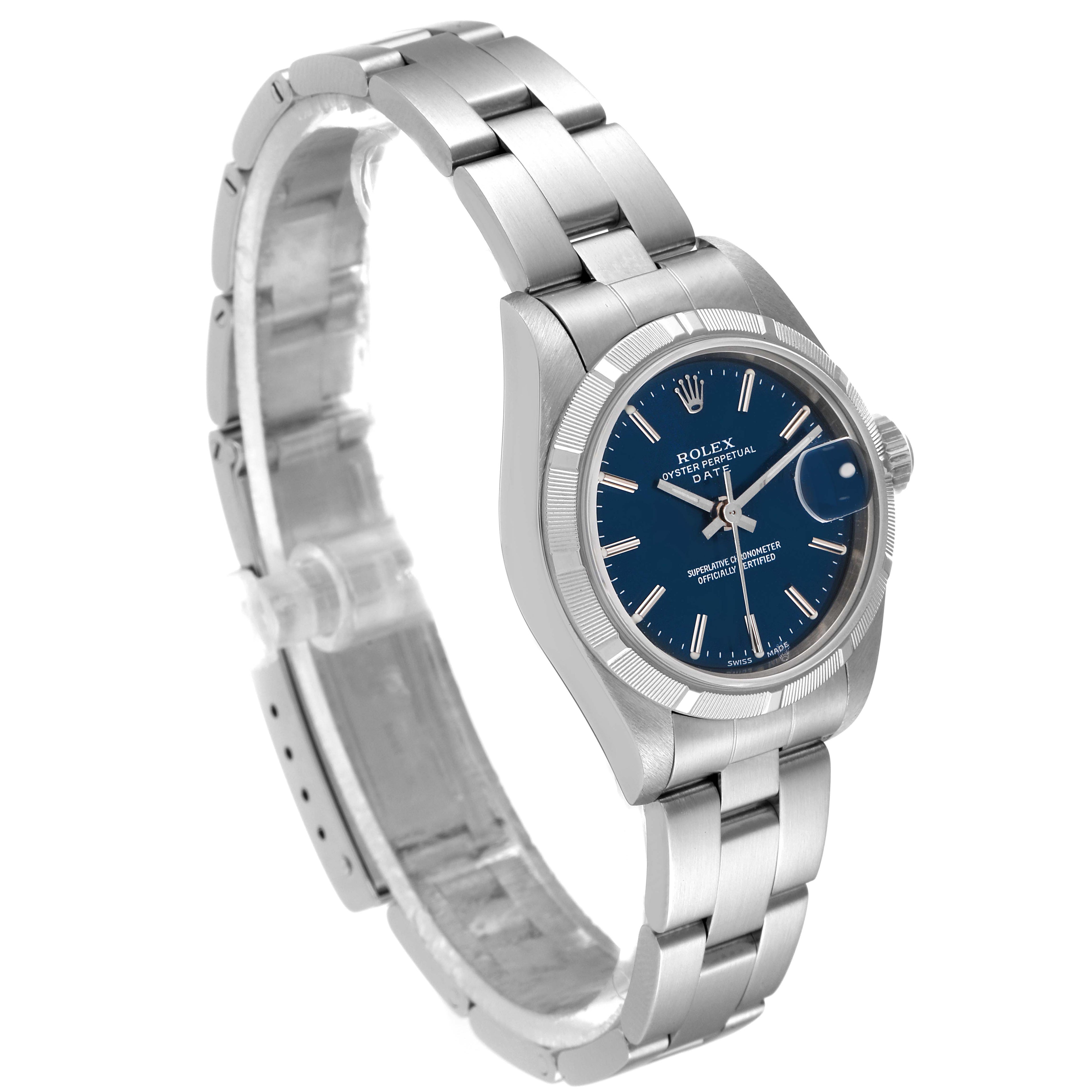 Rolex Date 26 Blue Dial Stainless Steel Ladies Watch 79190