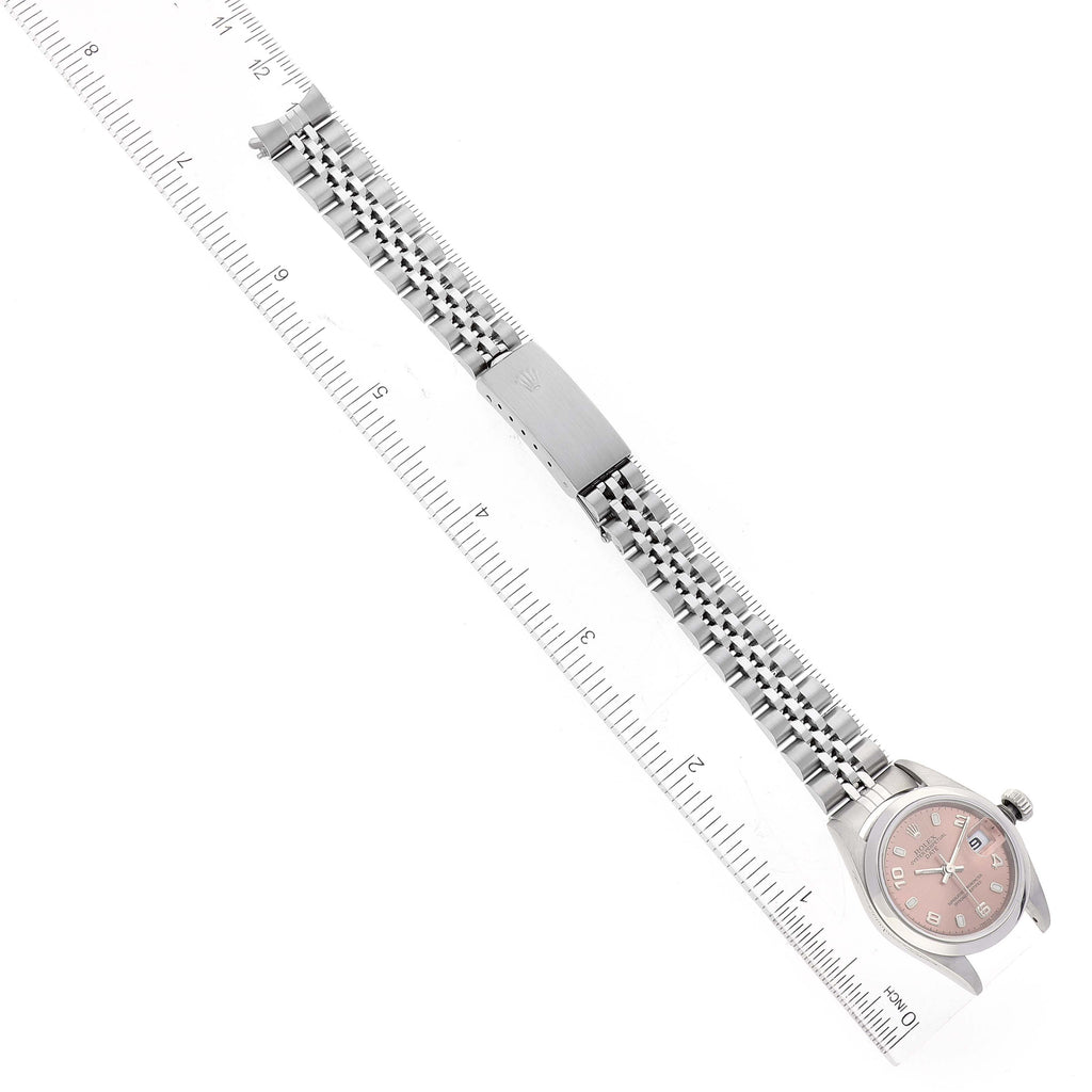 Rolex Date 26 Salmon Dial Domed Bezel Steel Ladies Watch 79160