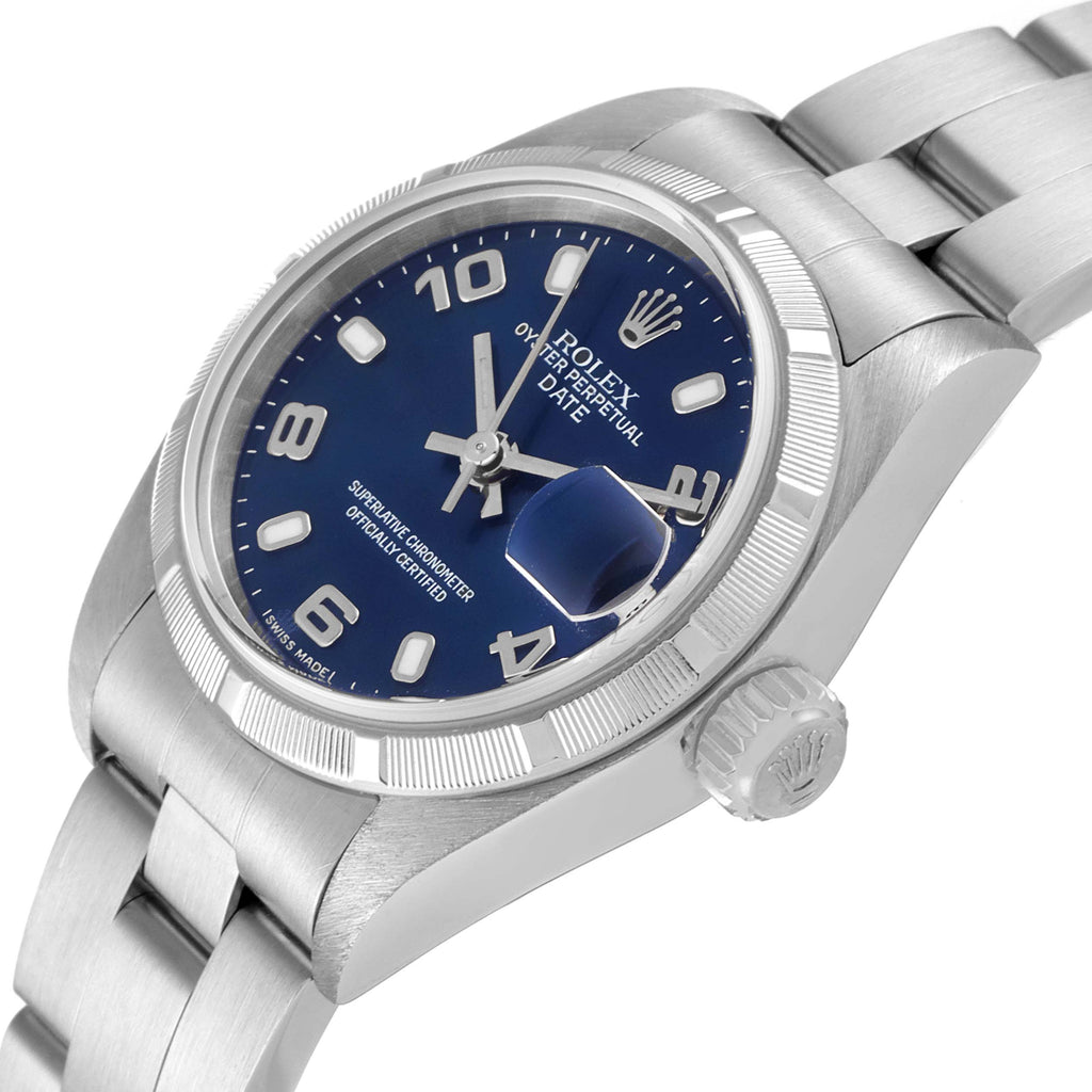 Rolex Date 26 Stainless Steel Blue Dial Ladies Watch 79190