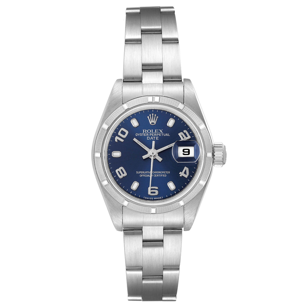 Rolex Date Blue Dial Oyster Bracelet Steel Ladies Watch 79190