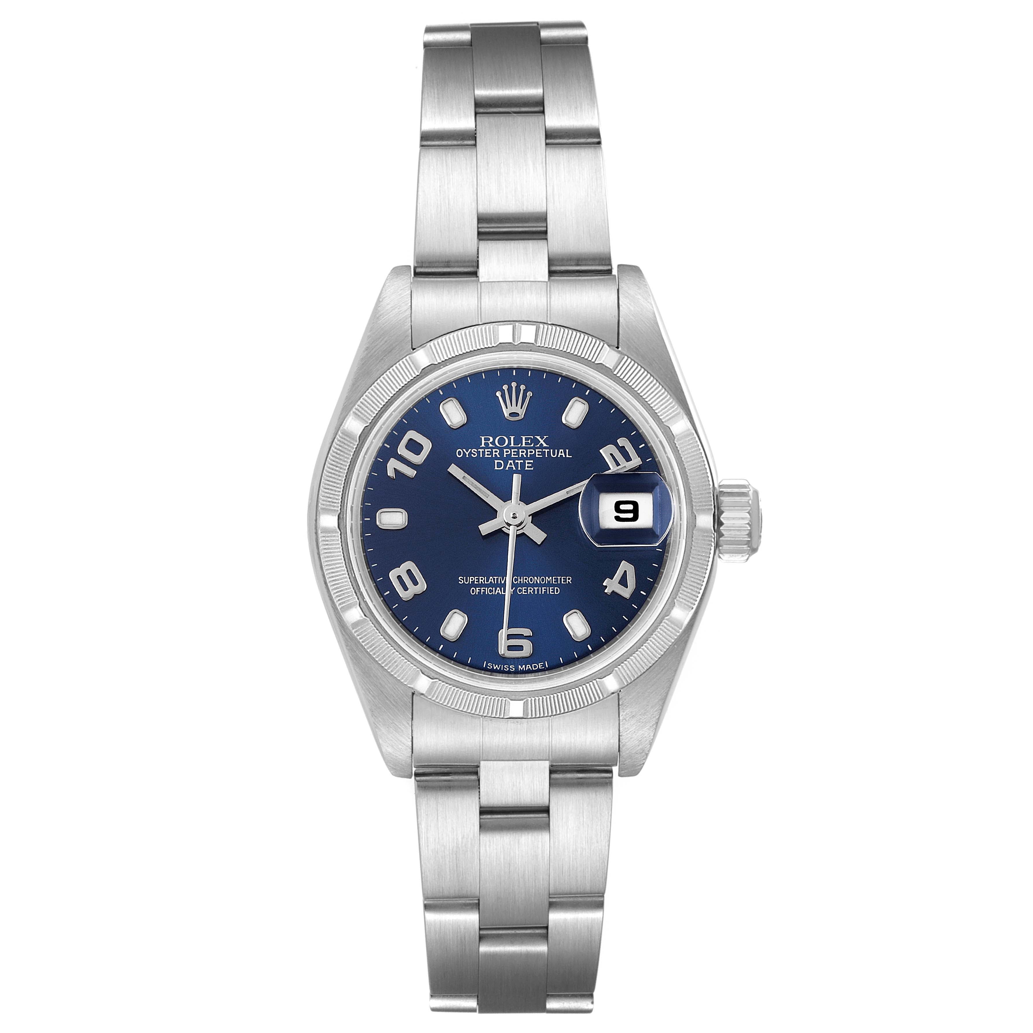 Rolex Date Blue Dial Oyster Bracelet Steel Ladies Watch 79190