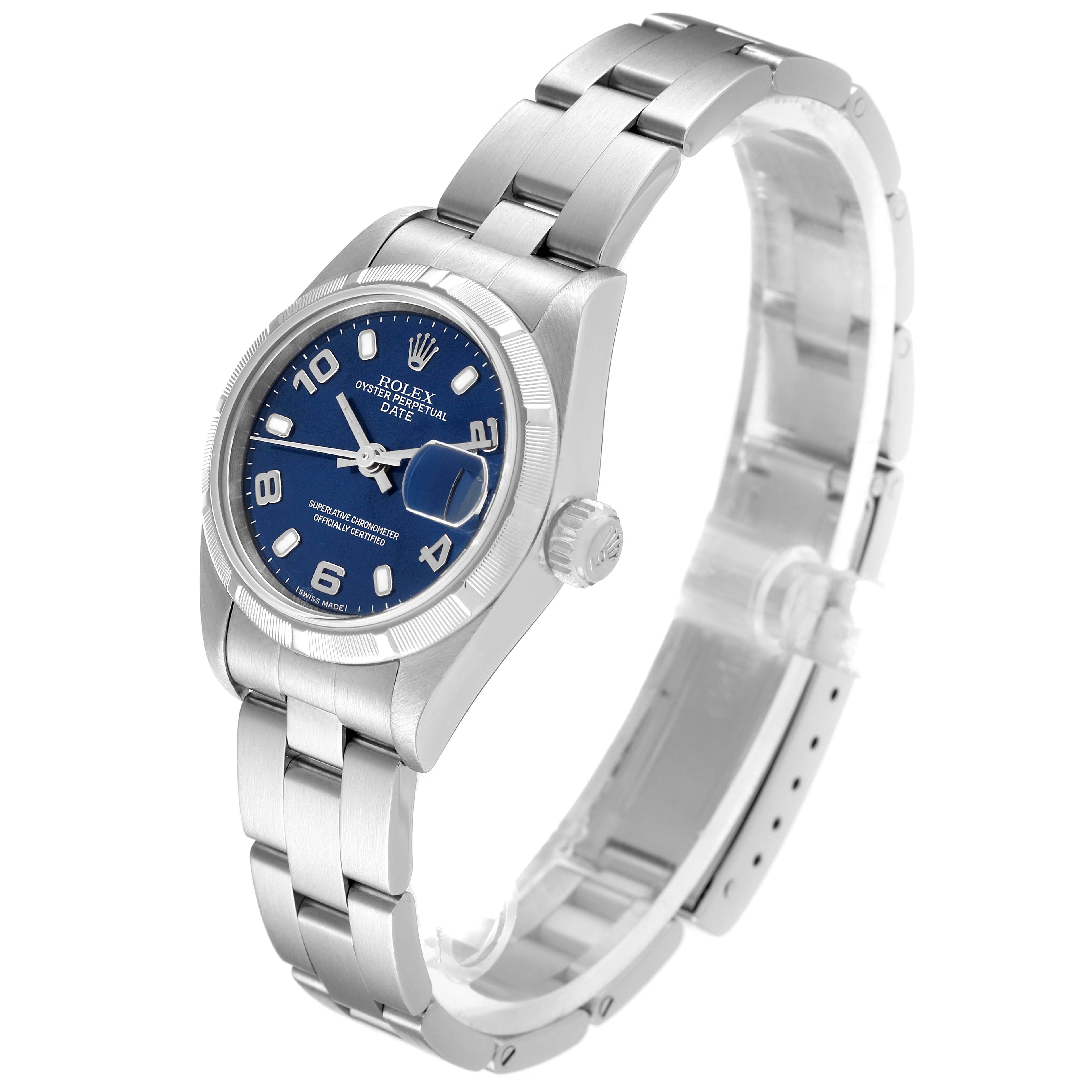 Rolex Date Blue Dial Oyster Bracelet Steel Ladies Watch 79190
