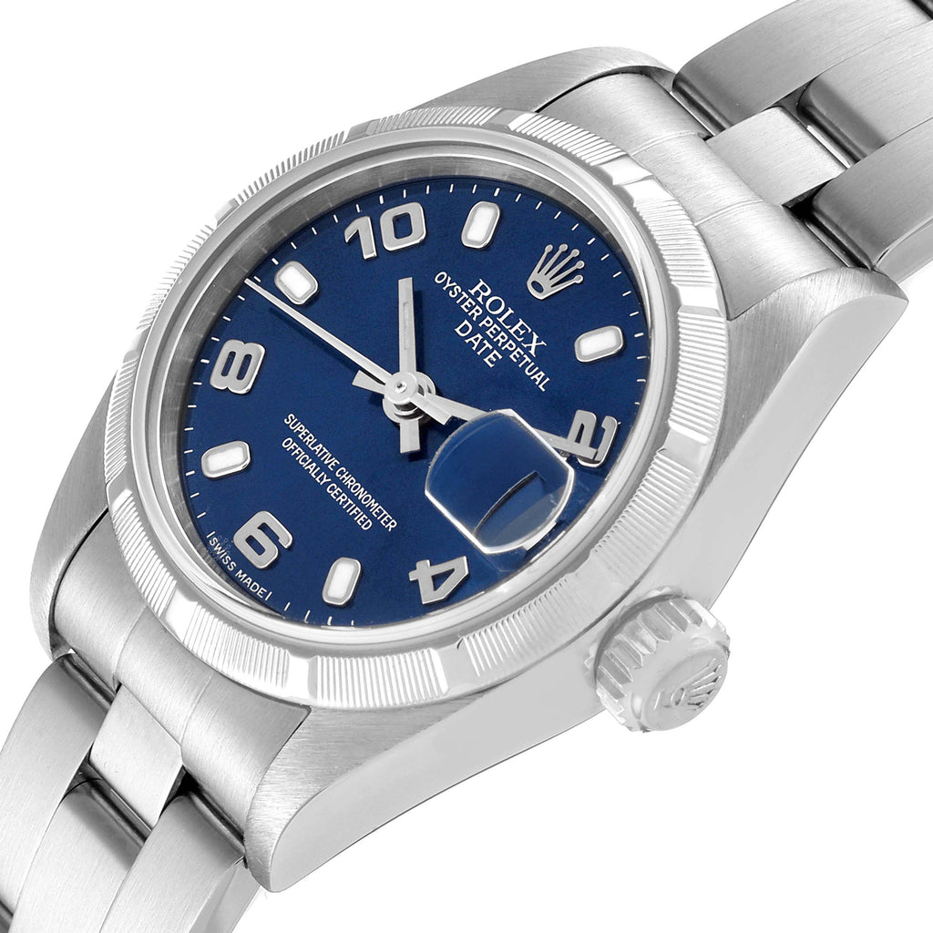 Rolex Date Blue Dial Oyster Bracelet Steel Ladies Watch 79190