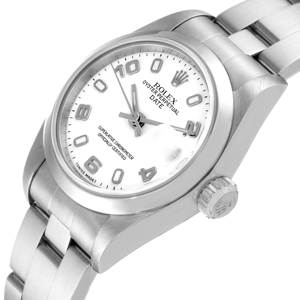 Rolex Date 26 White Dial Domed Bezel Steel Ladies Watch 79160