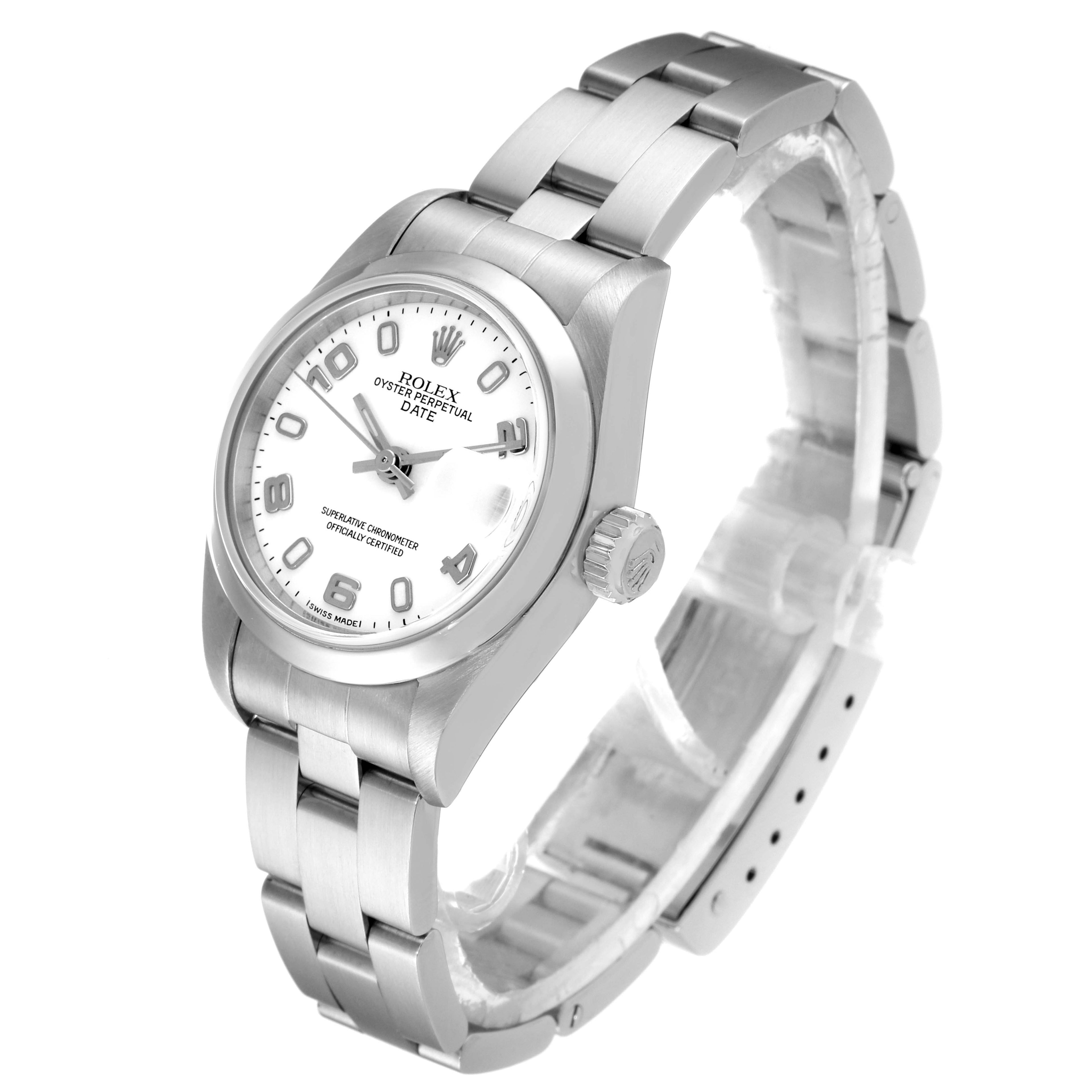 Rolex Date 26 White Dial Domed Bezel Steel Ladies Watch 79160