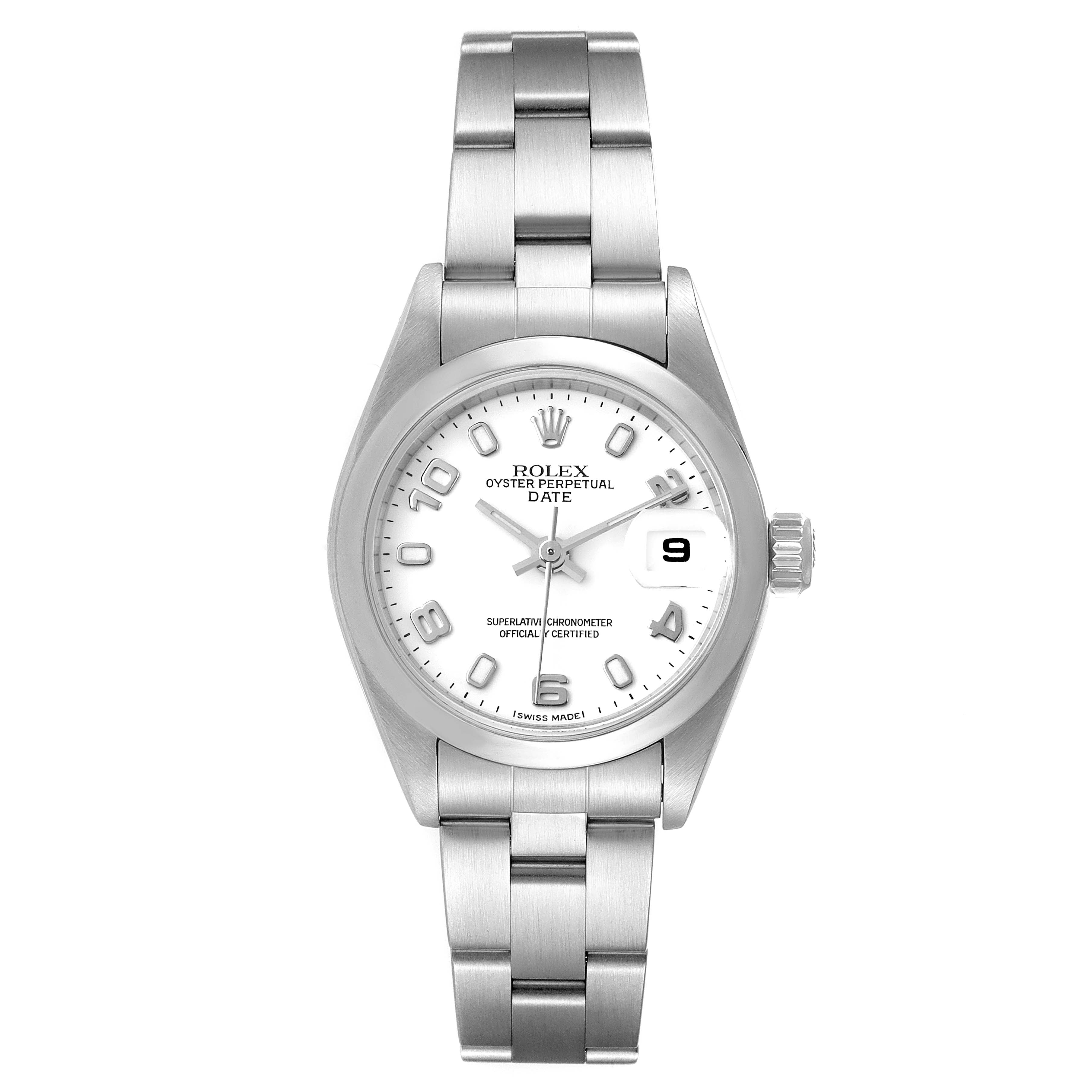Rolex Date 26 White Dial Domed Bezel Steel Ladies Watch 79160