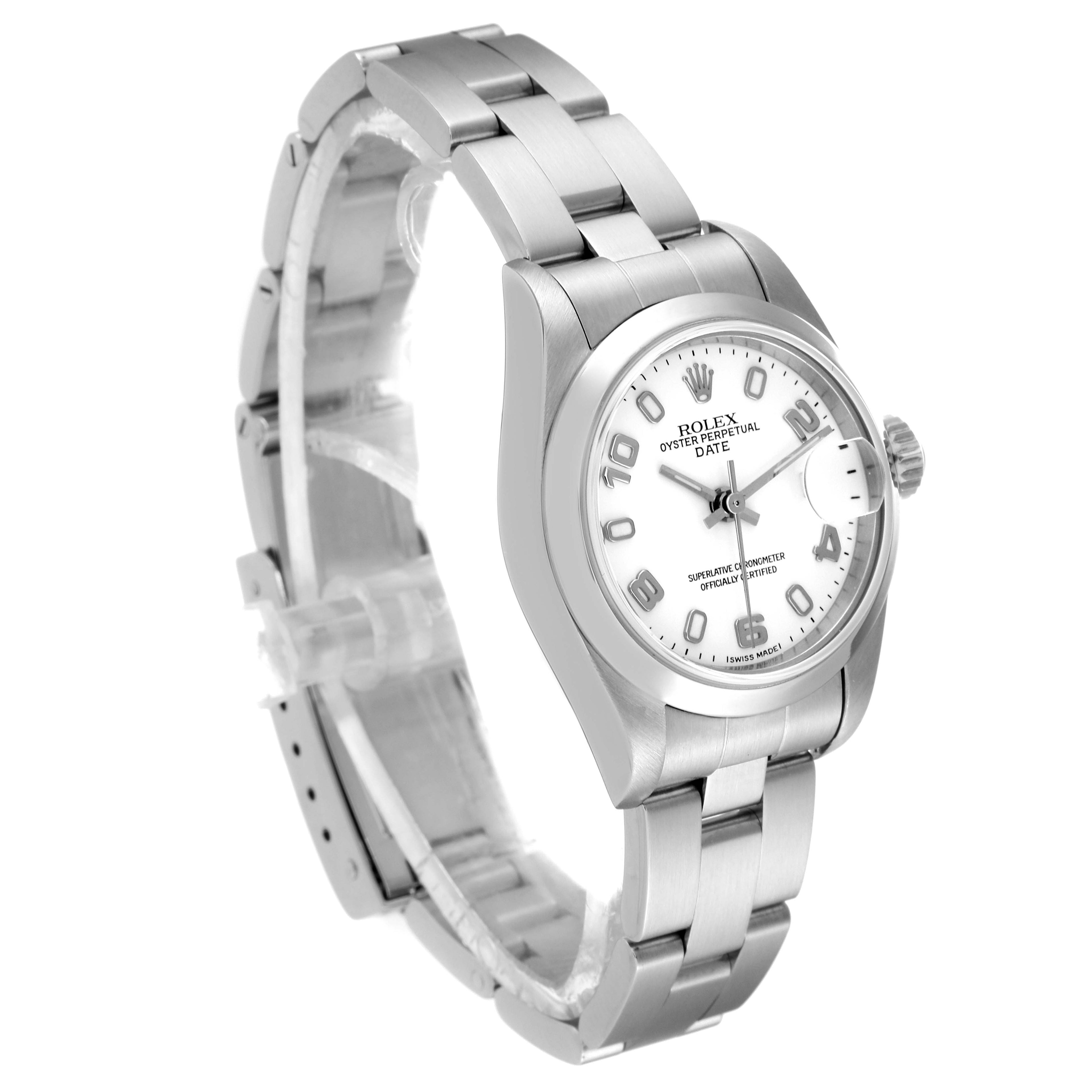 Rolex Date 26 White Dial Domed Bezel Steel Ladies Watch 79160