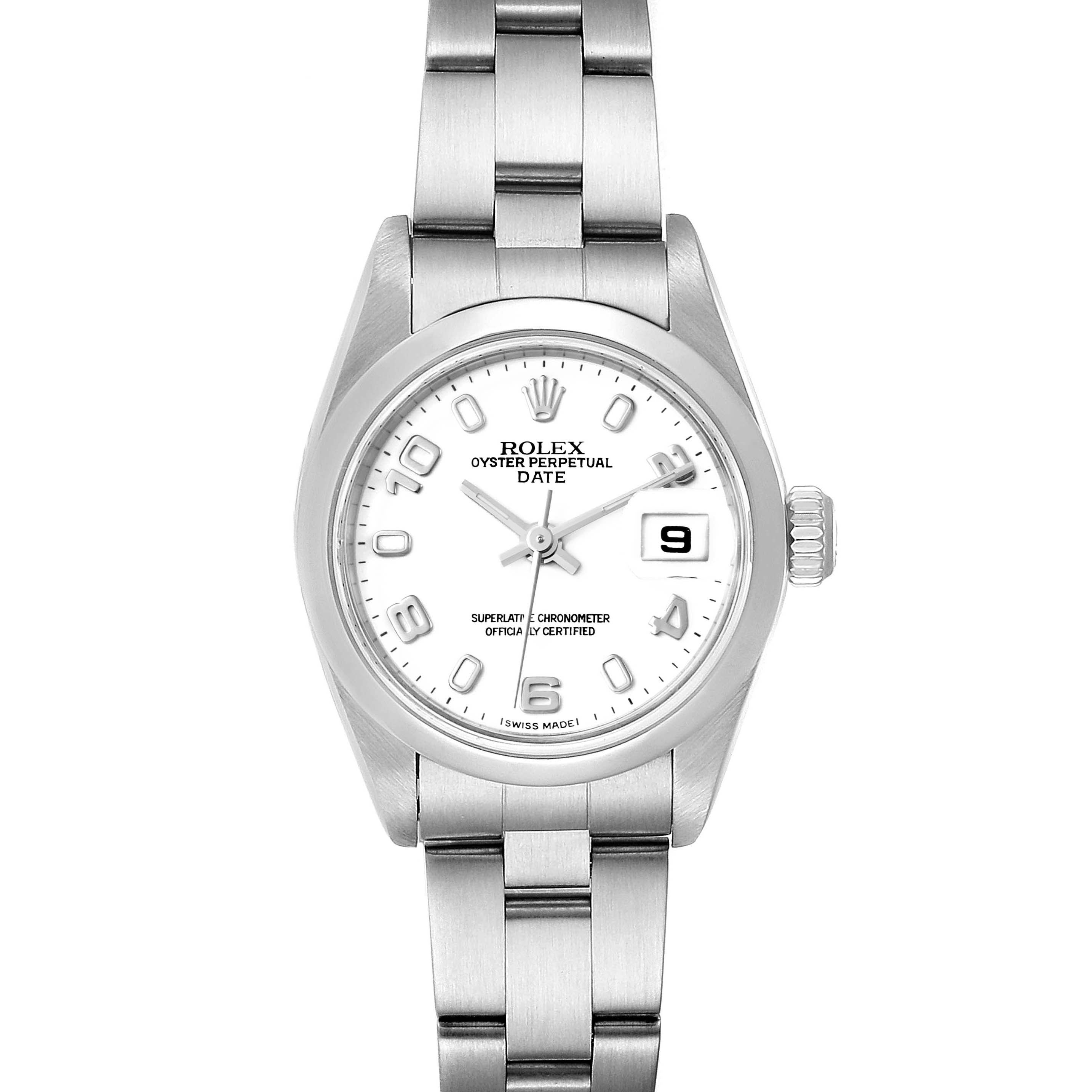 Rolex Date 26 White Dial Domed Bezel Steel Ladies Watch 79160 Box Papers