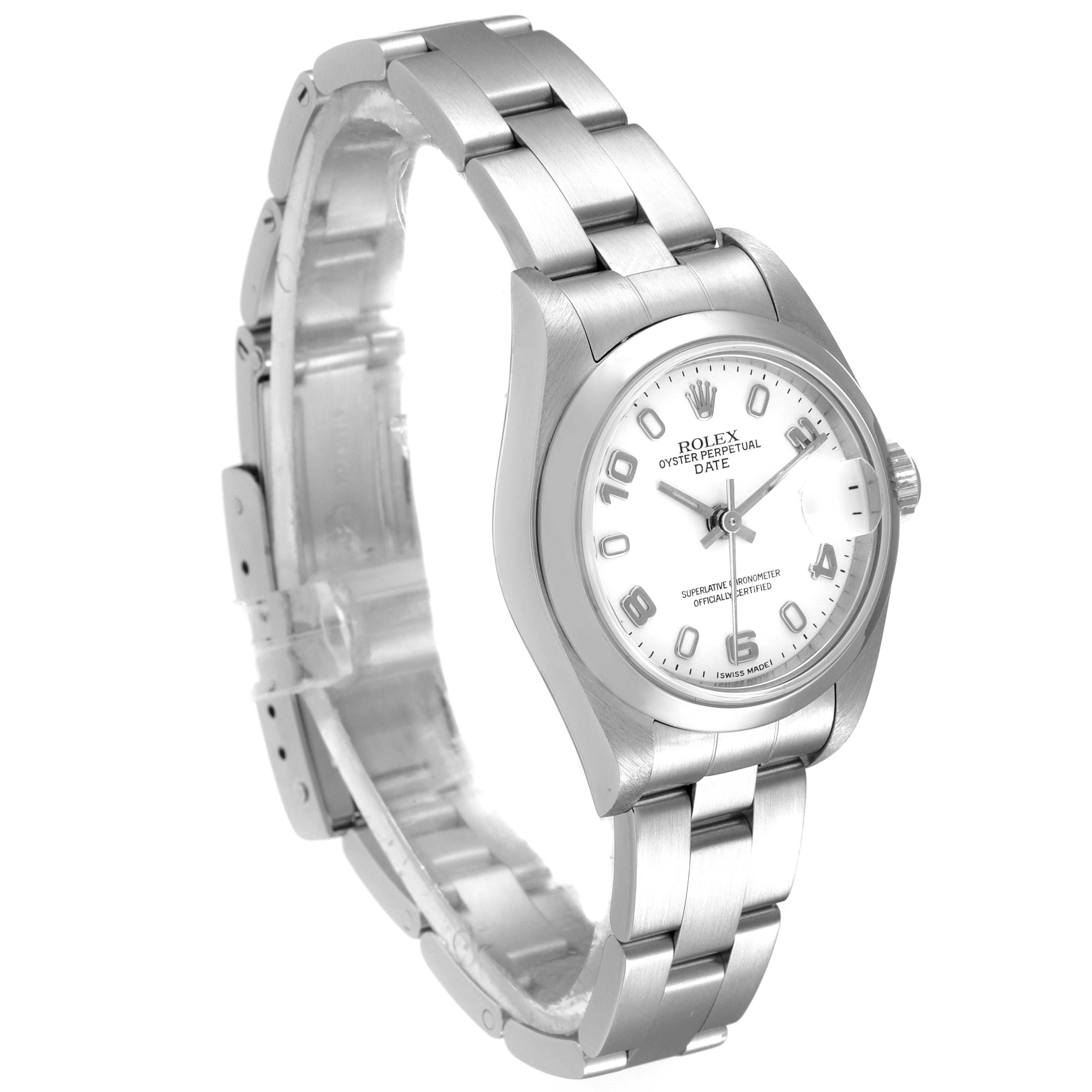 Rolex Date 26 White Dial Domed Bezel Steel Ladies Watch 79160 Box Papers