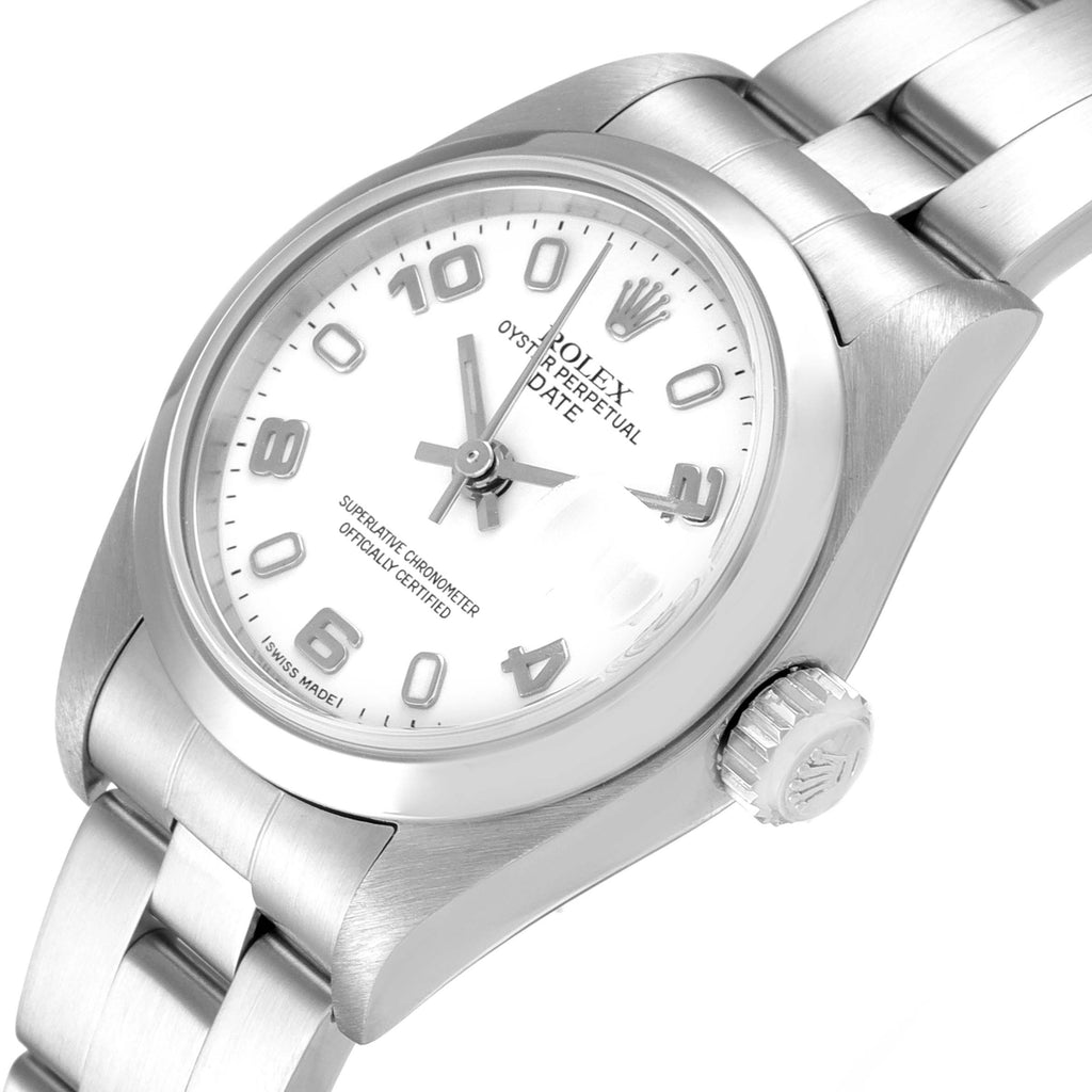 Rolex Date 26 White Dial Domed Bezel Steel Ladies Watch 79160 Box Papers