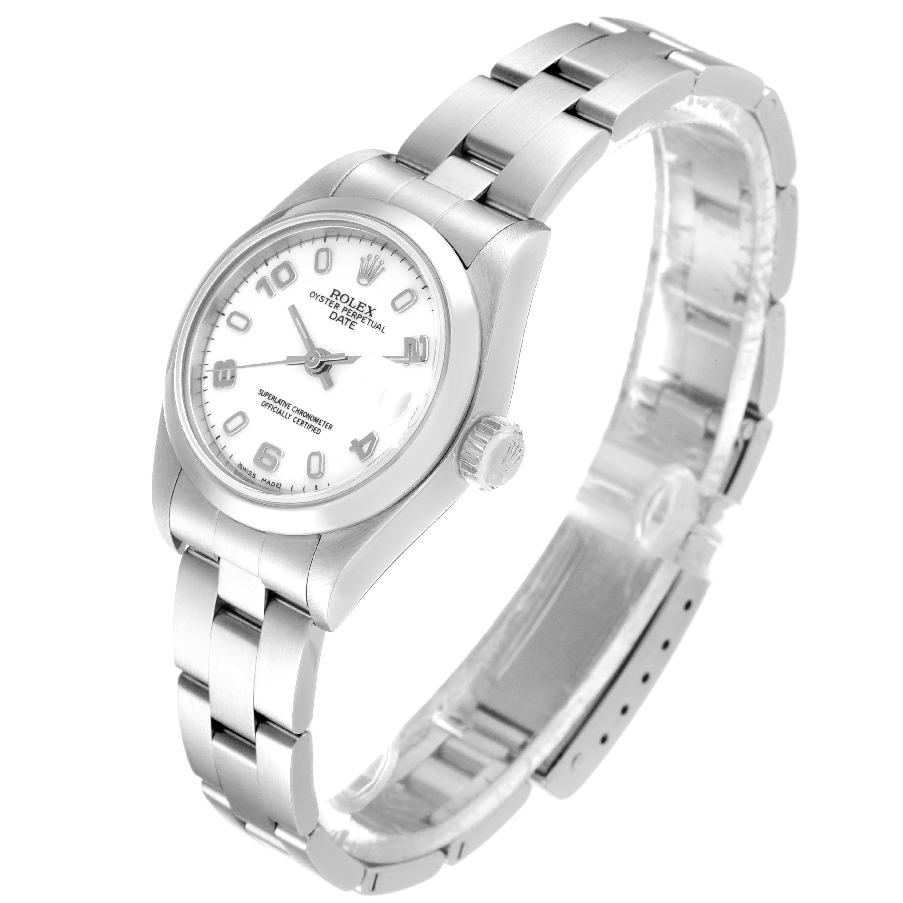 Rolex Date 26 White Dial Domed Bezel Steel Ladies Watch 79160 Papers