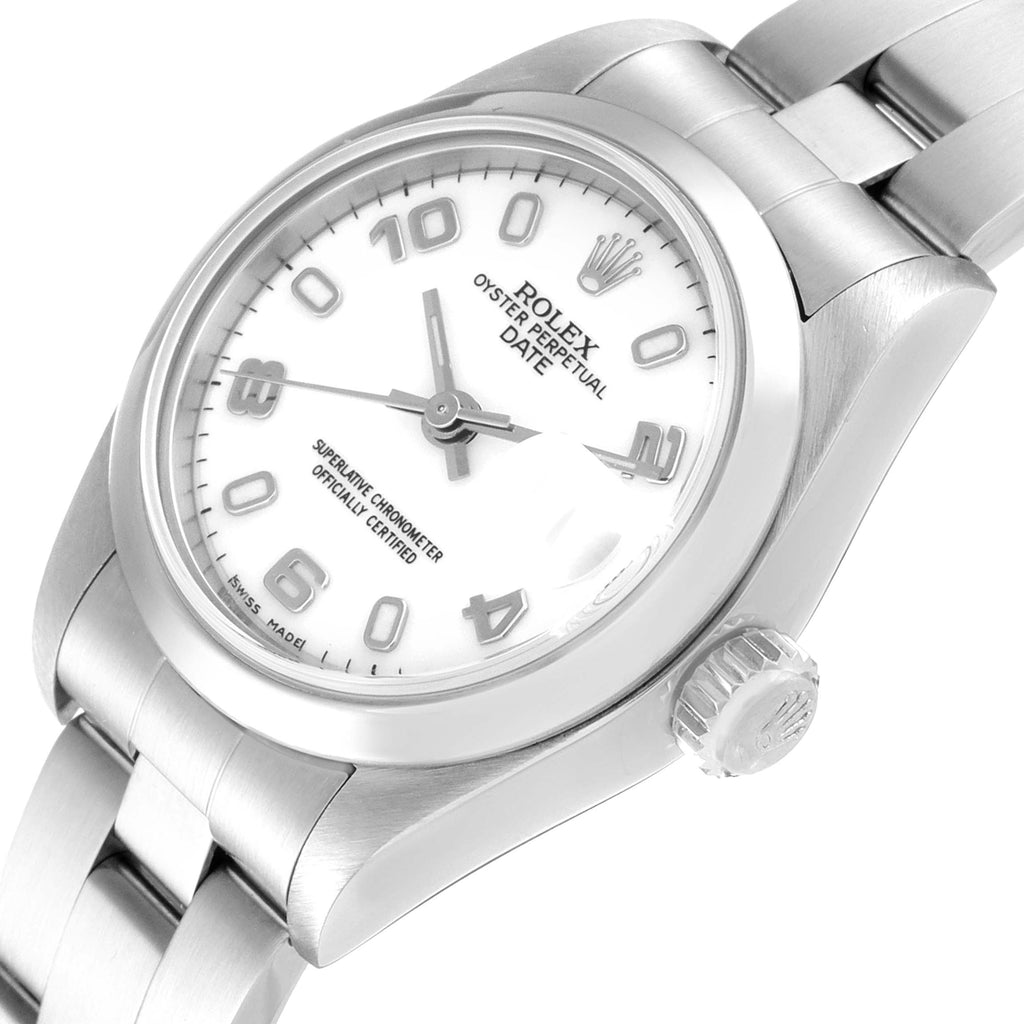 Rolex Date 26 White Dial Domed Bezel Steel Ladies Watch 79160 Papers