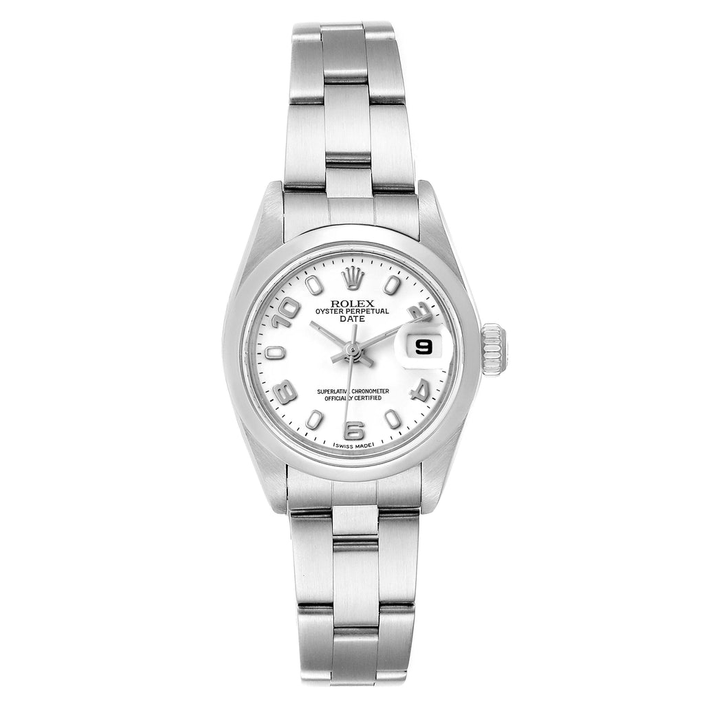 Rolex Date 26 White Dial Oyster Bracelet Steel Ladies Watch 79160 Box Papers