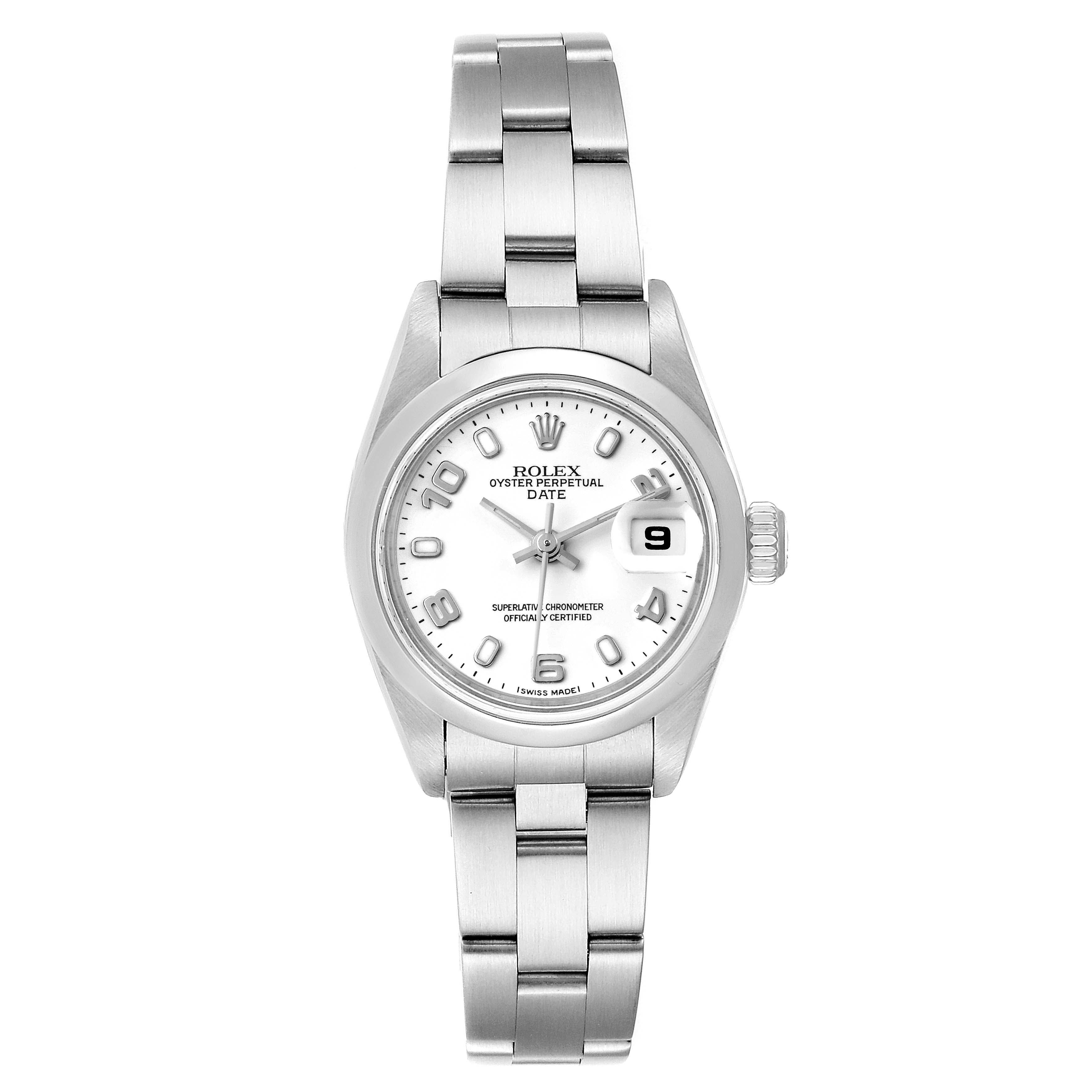 Rolex Date 26 White Dial Oyster Bracelet Steel Ladies Watch 79160 Box Papers