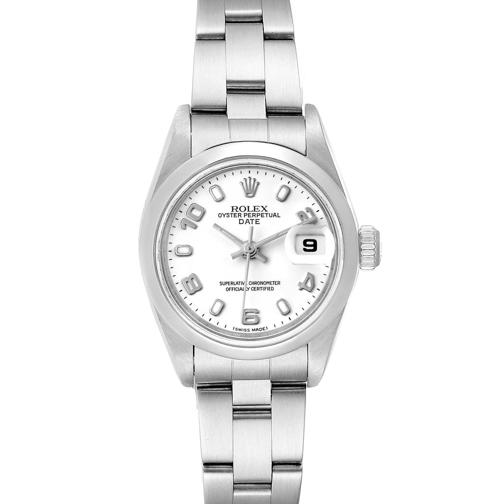 Rolex Date 26 White Dial Oyster Bracelet Steel Ladies Watch 79160 Box Papers