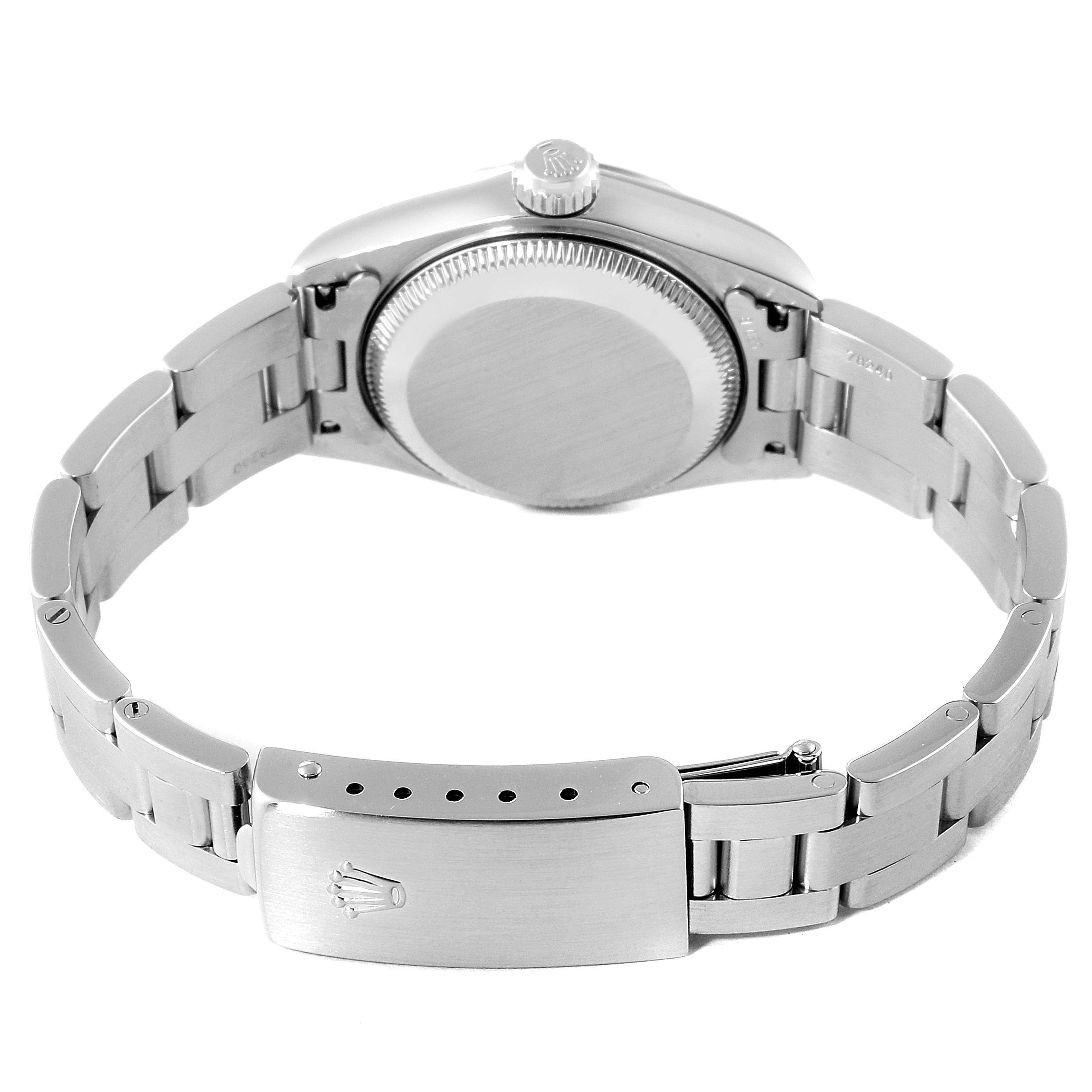 Rolex Date Steel Black Baton Dial Oyster Bracelet Ladies Watch 79190