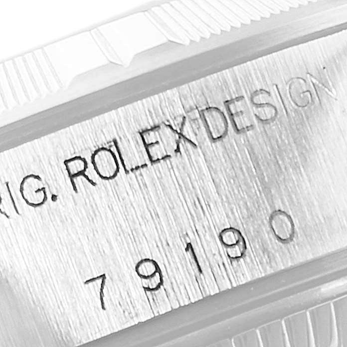 Rolex Date Steel Black Baton Dial Oyster Bracelet Ladies Watch 79190