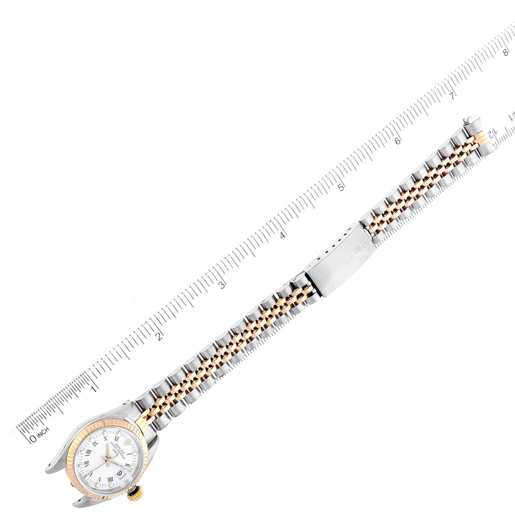 Rolex Date 26mm Steel Yellow Gold White Dial Ladies Watch 69173