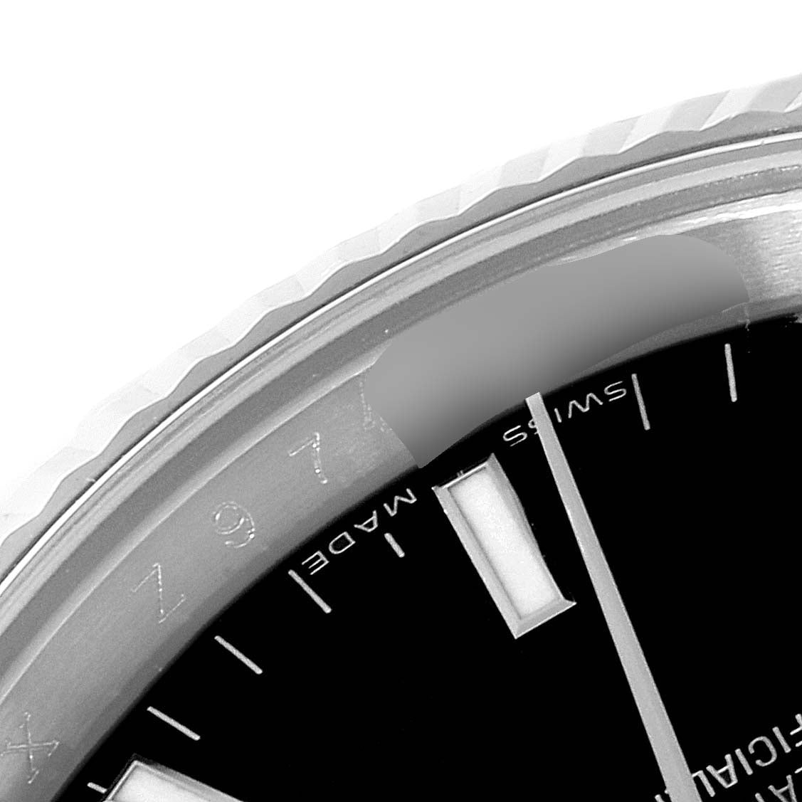Rolex Date 34 Steel White Gold Black Dial Mens Watch 115234