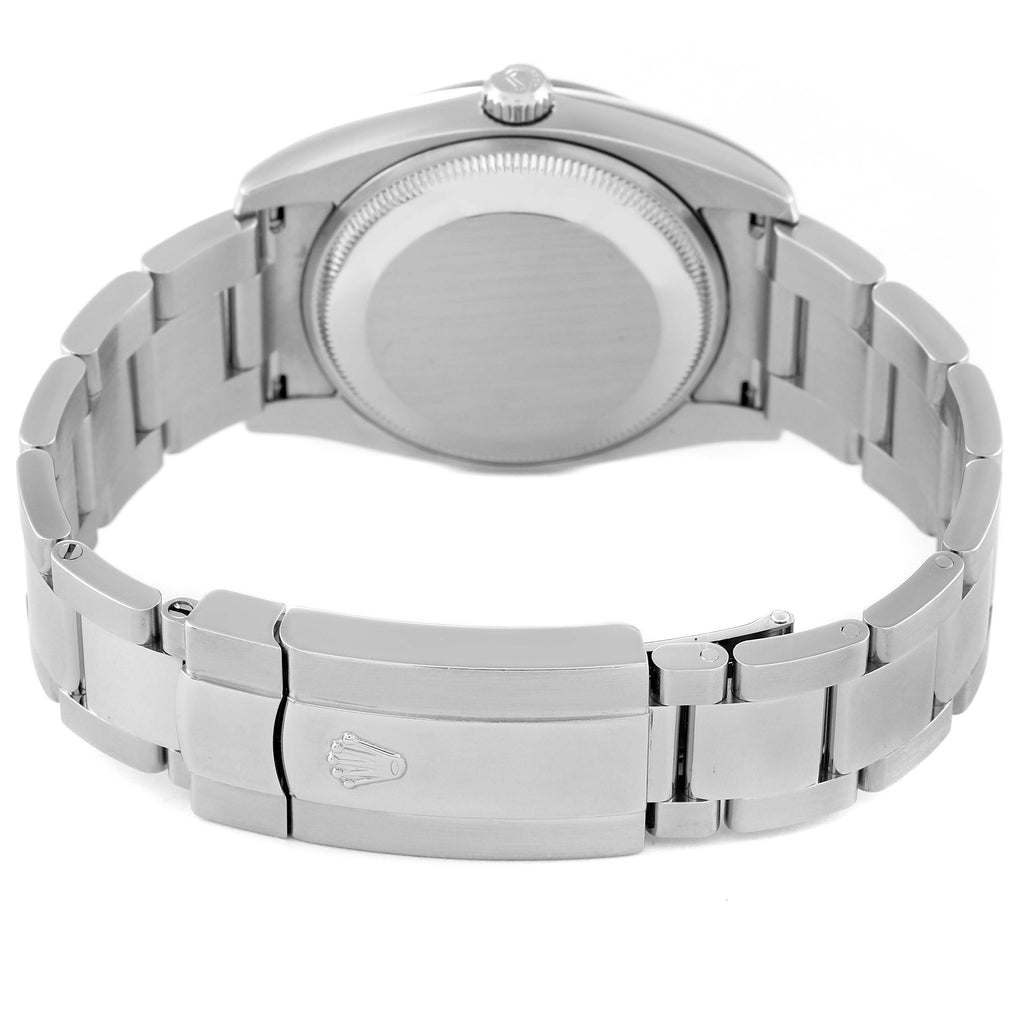 Rolex Date 34 Steel White Gold Black Dial Mens Watch 115234