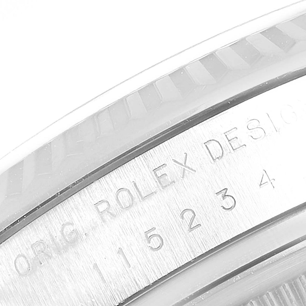 Rolex Date 34 Steel White Gold Black Diamond Dial Mens Watch 115234 Box Card