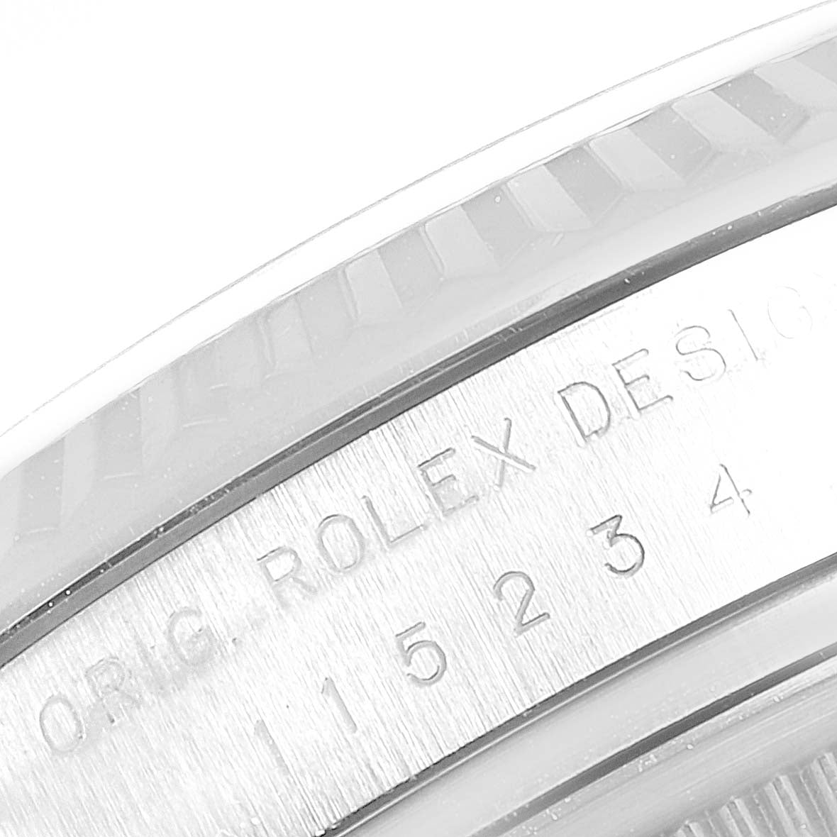 Rolex Date 34 Steel White Gold Black Diamond Dial Mens Watch 115234 Box Card