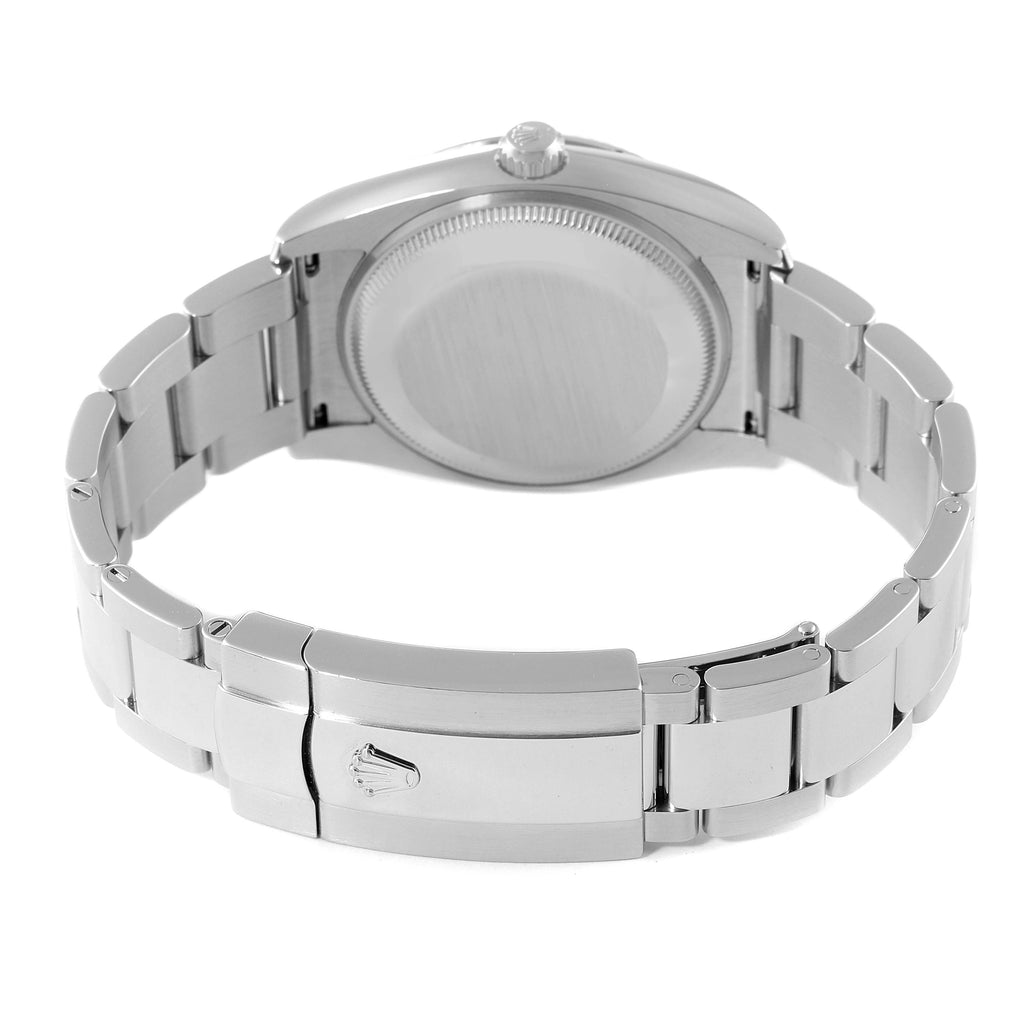 Rolex Date 34 Steel White Gold Diamond Dial Mens Watch 115234 Box Card