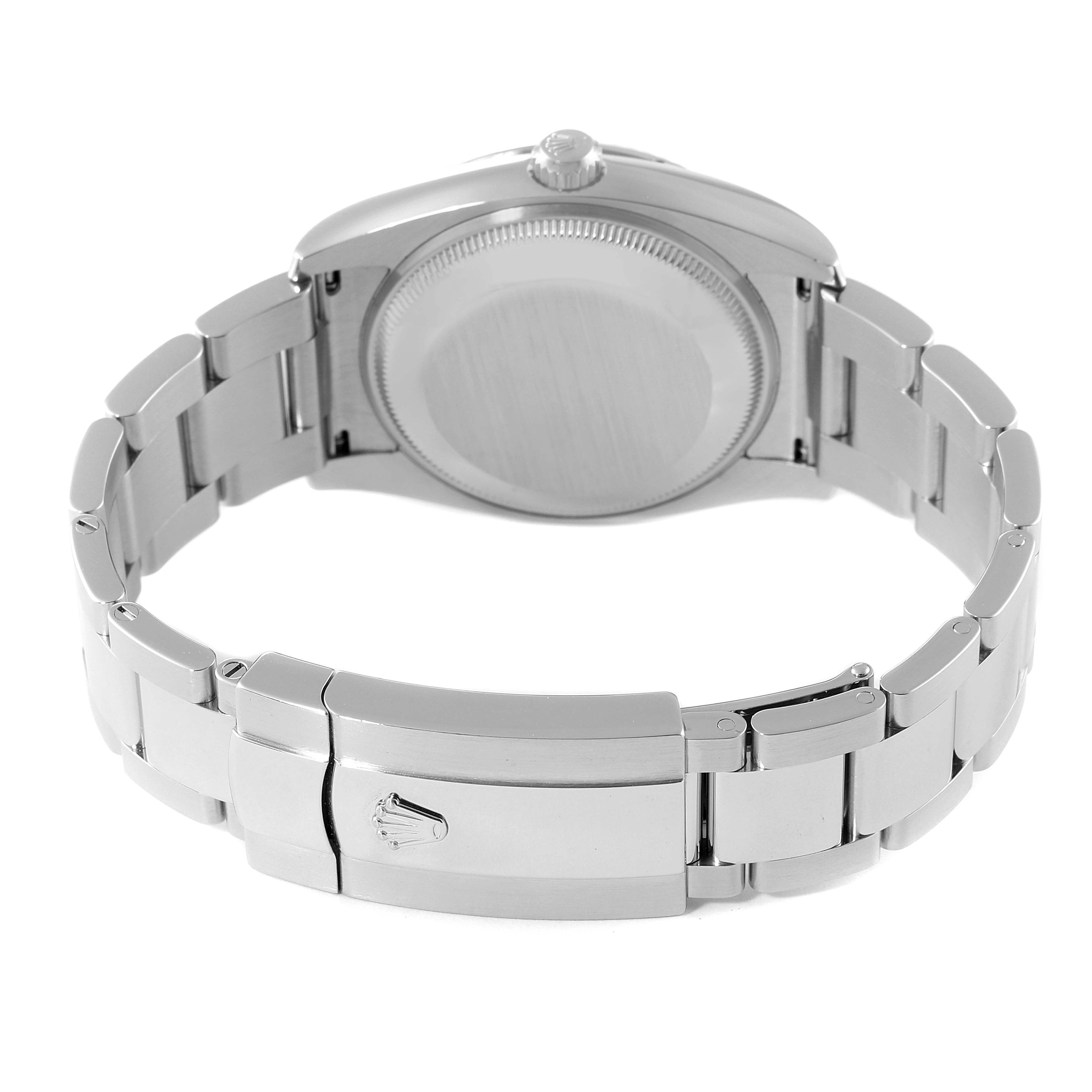 Rolex Date 34 Steel White Gold Diamond Dial Mens Watch 115234 Box Card